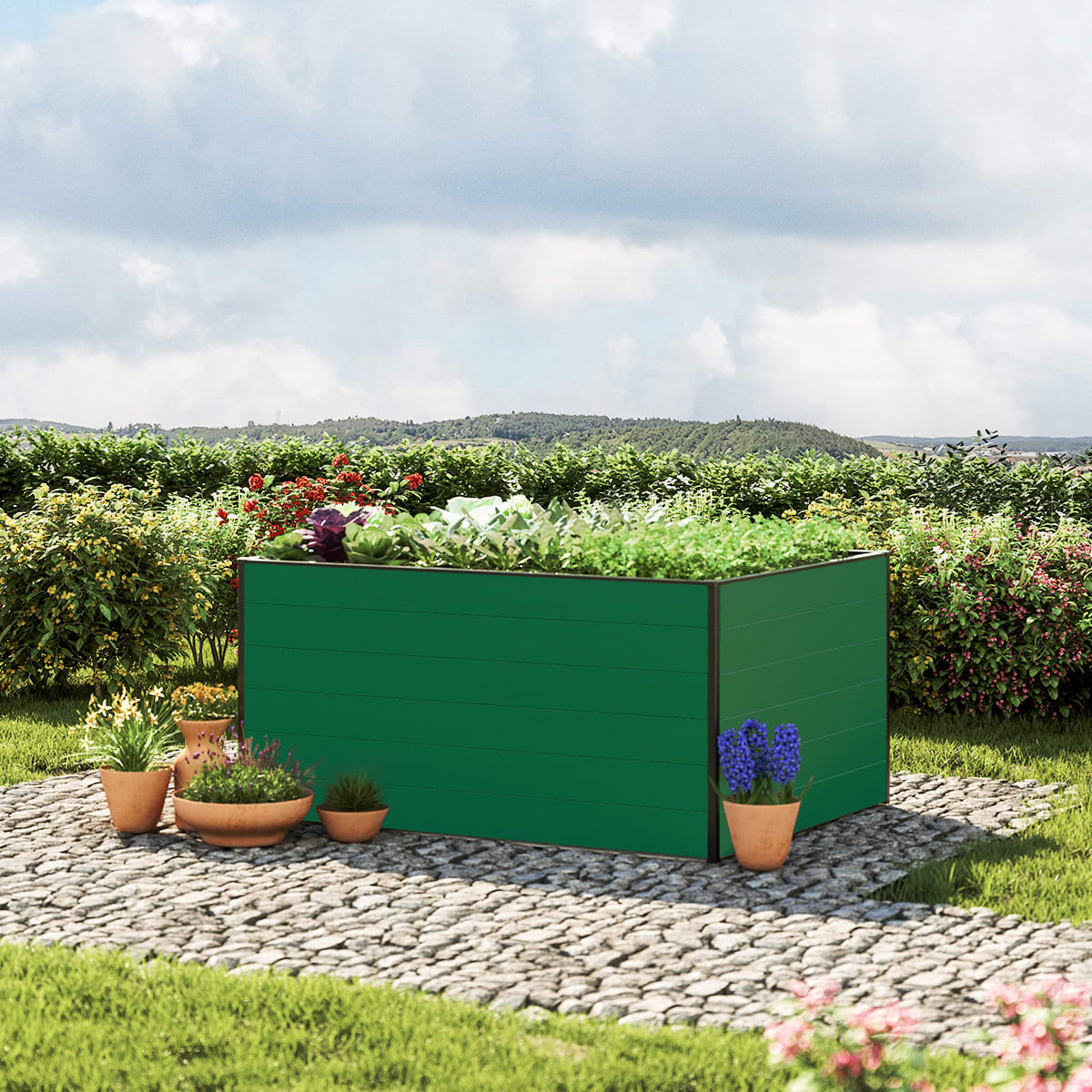 1,19x1,5x0,77 m Carré potager vert Aluminium Châssis de jardin