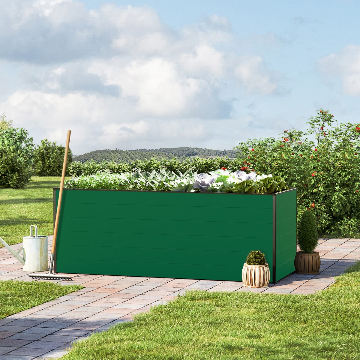 0,77x1,95x0,77 m Hochbeet grün Aluminium Frühbeet