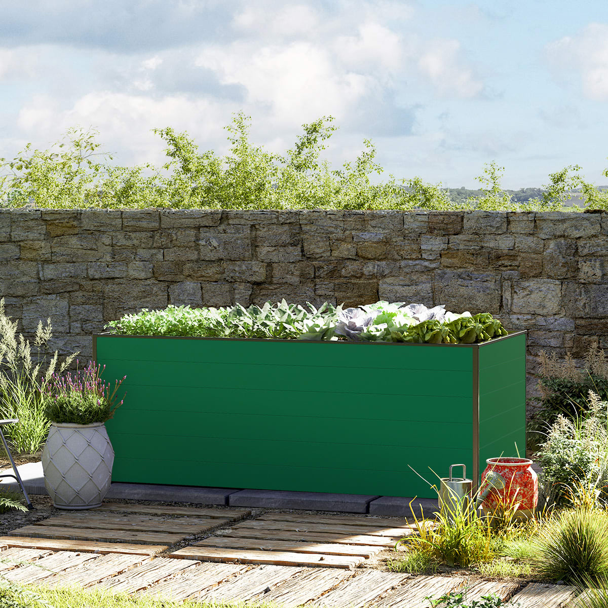 0,99x1,95x0,77 mm Moestuinbak groen Aluminium Moestuinbak, Koude bak, Verhoogd bed