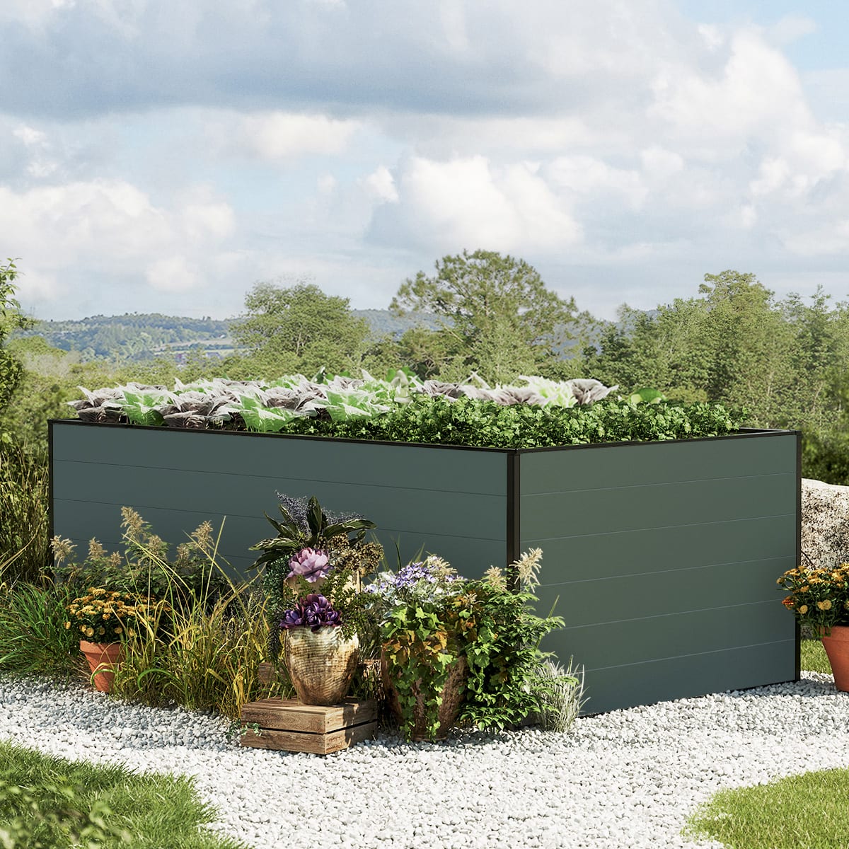 1,19x1,95x0,77 m Hochbeet anthrazit Aluminium Frühbeet