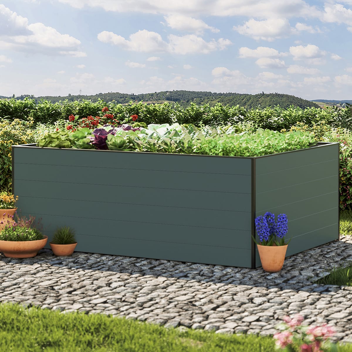 1,5x1,95x0,77 m Hochbeet anthrazit Aluminium Frühbeet