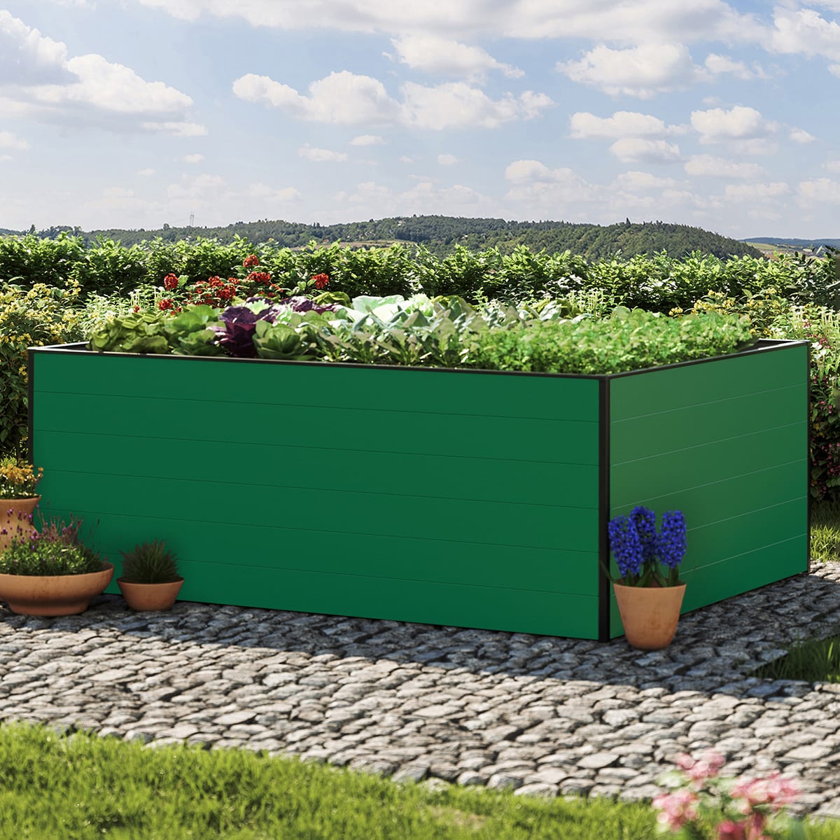 1.5x1.95x0.77 m Raised garden bed green Aluminium raised flower beds