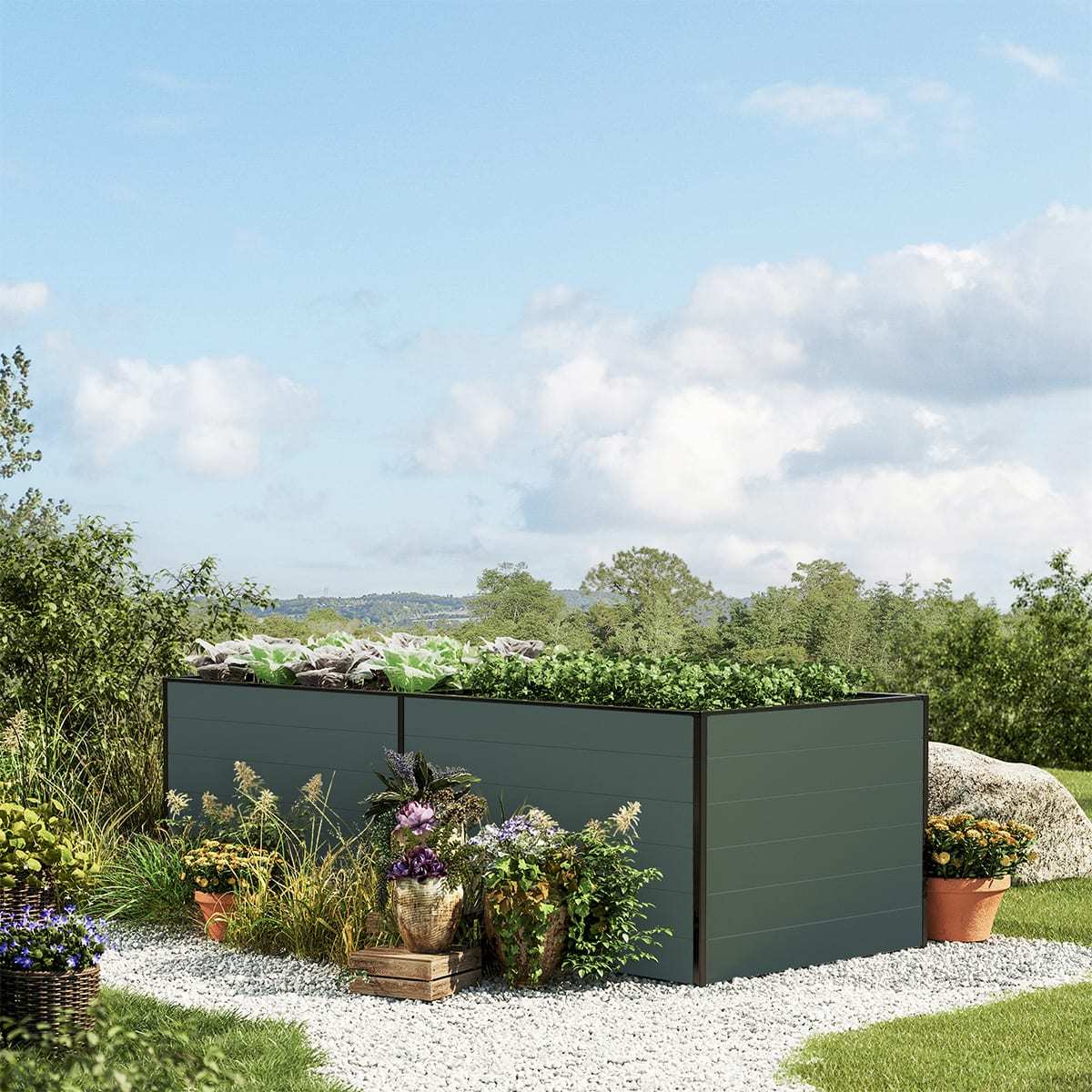 0,99x2,35x0,77 mm Moestuinbak antraciet Aluminium Moestuinbak, Koude bak, Verhoogd bed