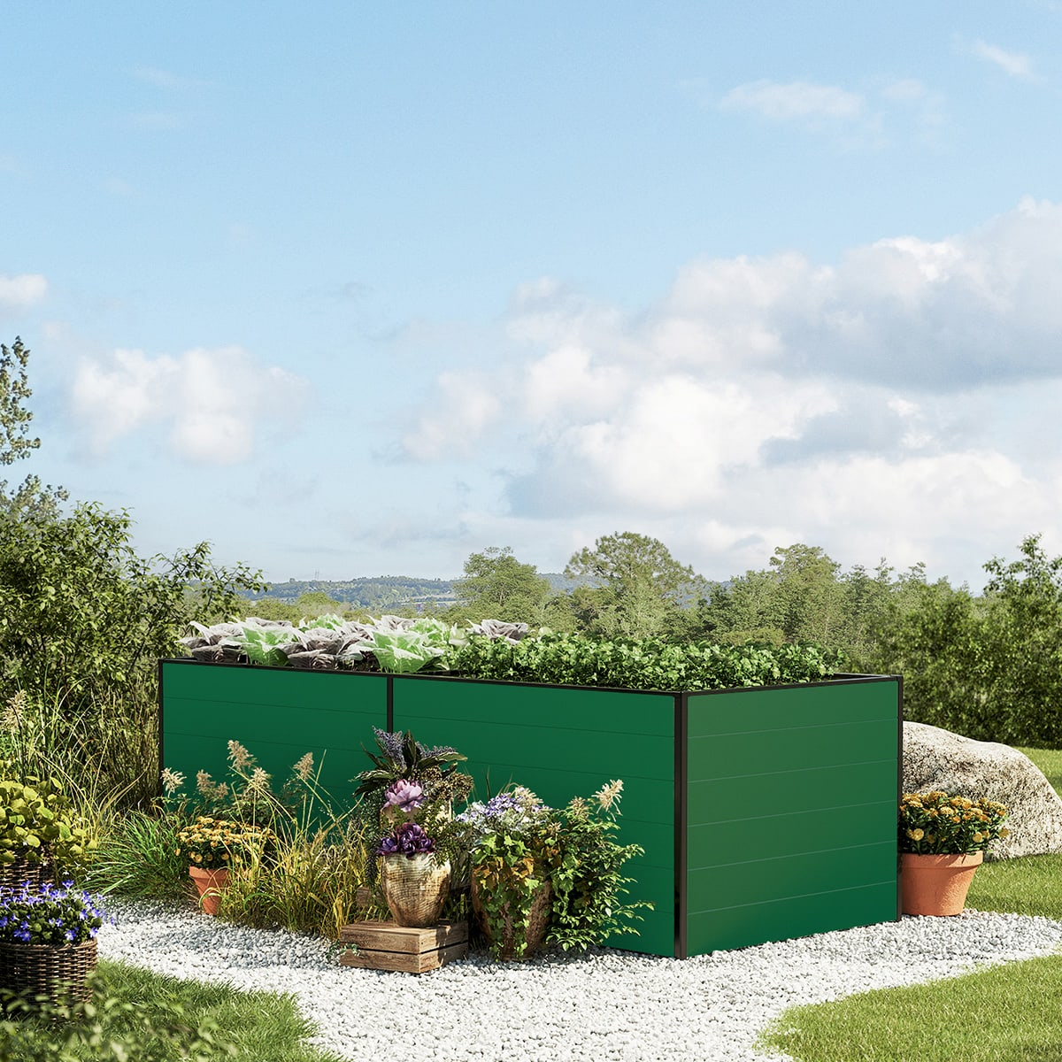0,99x2,35x0,77 m Carré potager vert Aluminium Châssis de jardin