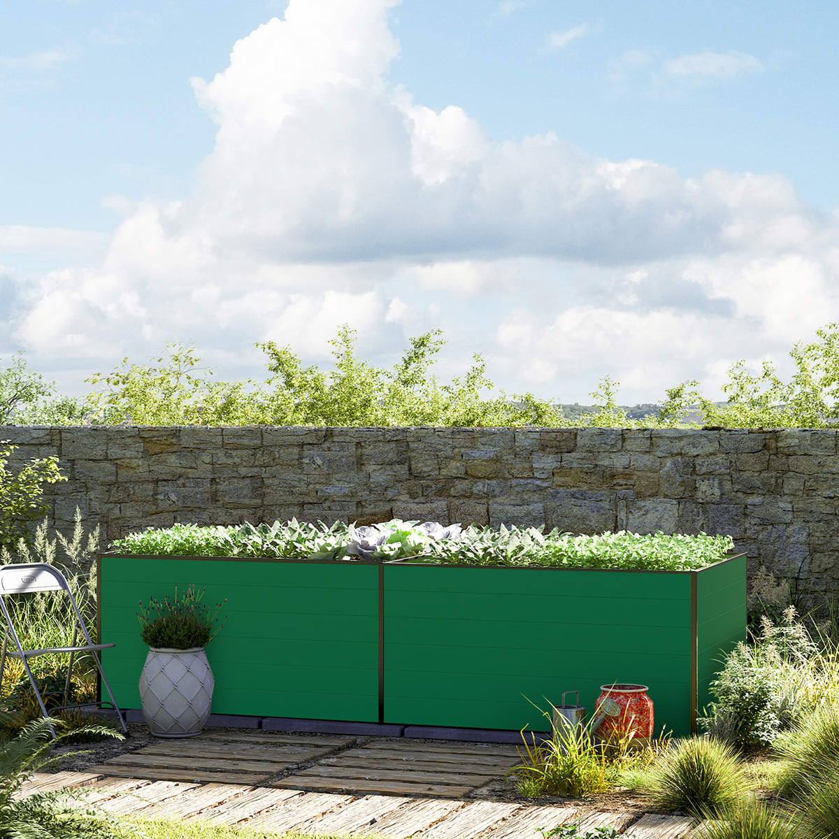 0,99x2,97x0,77 mm Moestuinbak groen Aluminium Moestuinbak, Koude bak, Verhoogd bed
