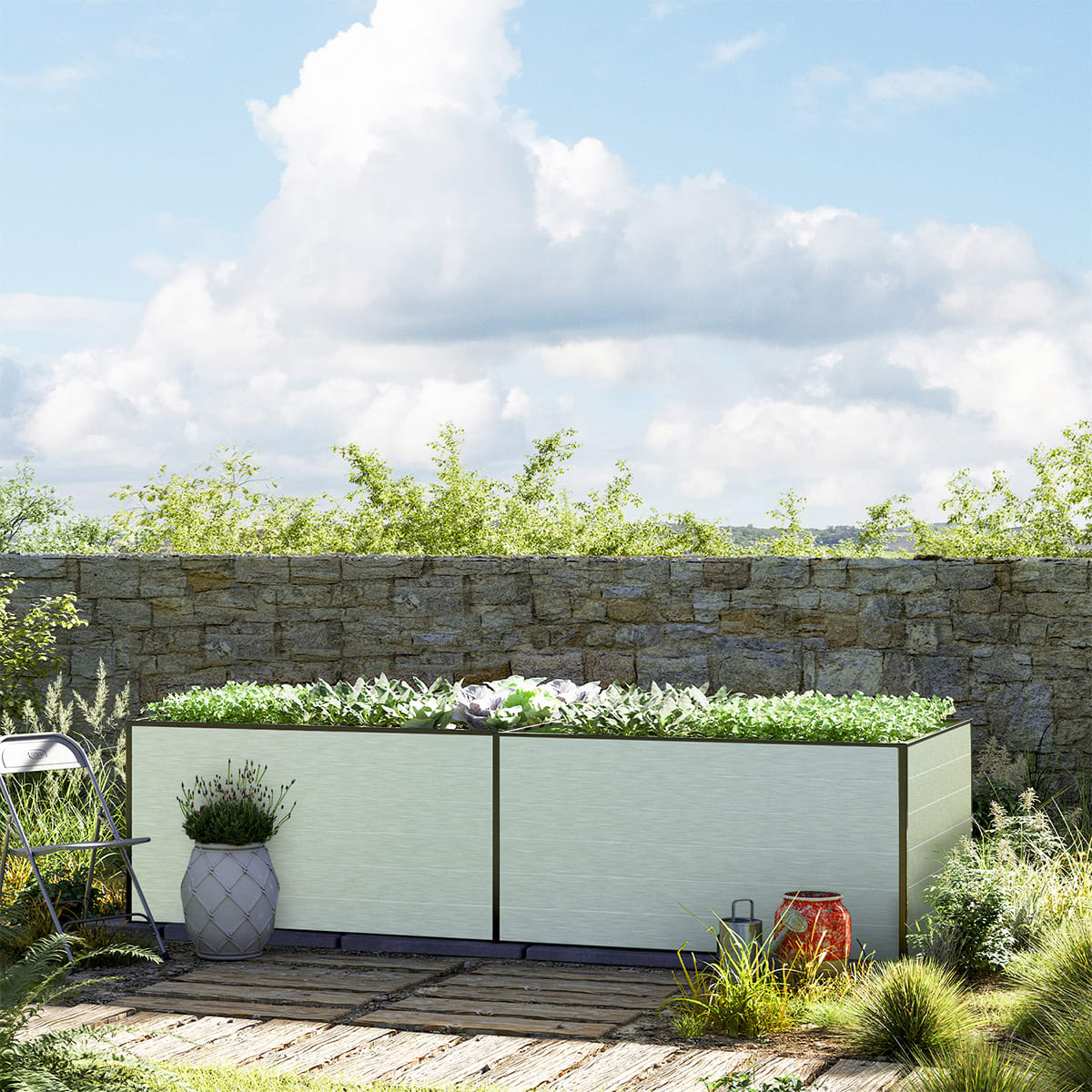 1,19x2,97x0,77 m Carré potager aluminium naturel Aluminium Châssis de jardin