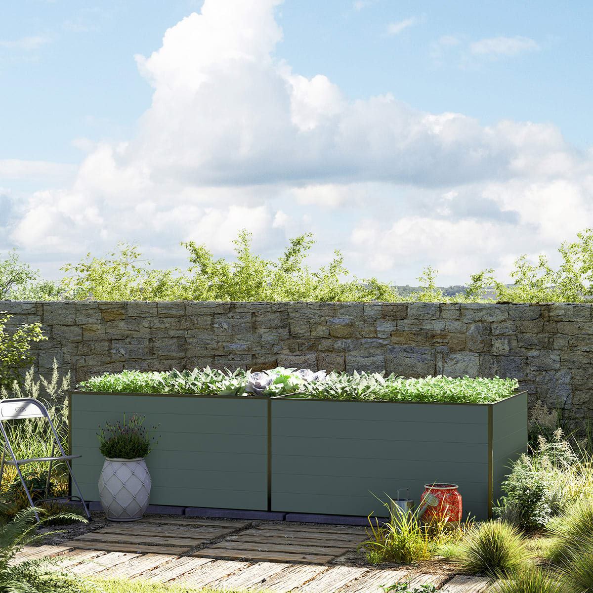 1,5x2,97x0,77 mm Moestuinbak antraciet Aluminium Moestuinbak, Koude bak, Verhoogd bed