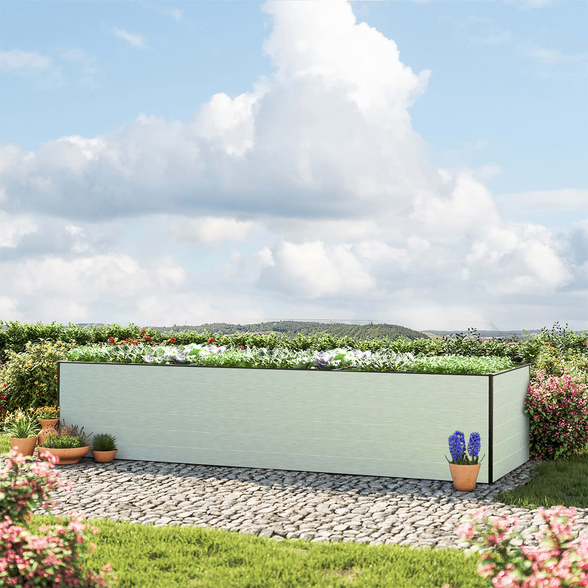 0,77x3,51x0,77 m Hochbeet Aluminium Frühbeet