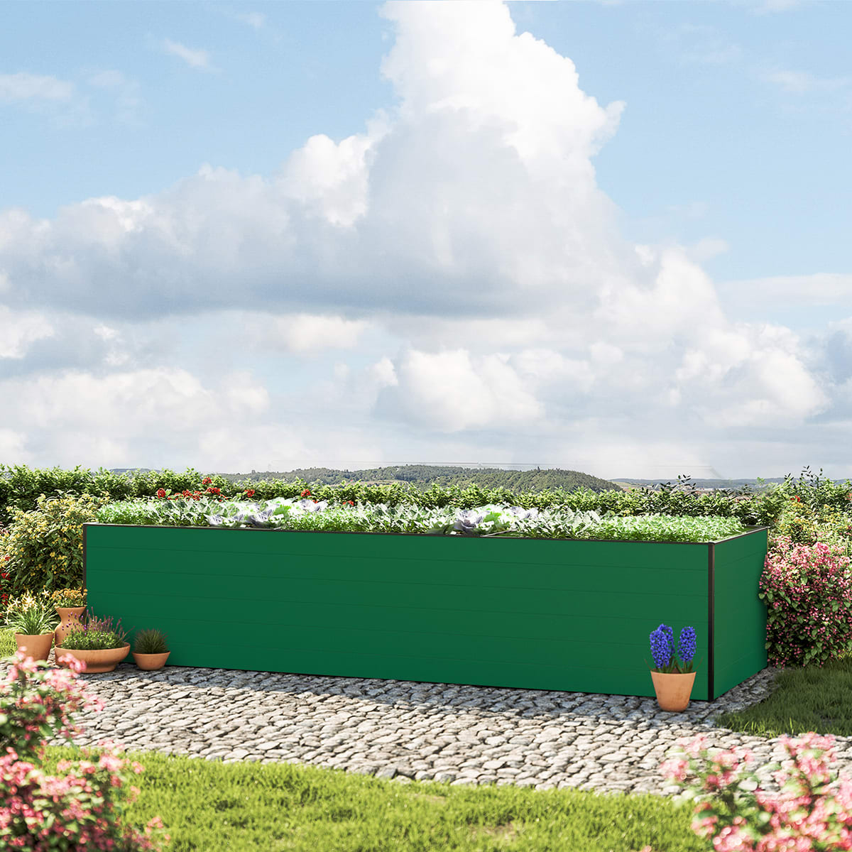 0,99x3,51x0,77 m Hochbeet grün Aluminium Frühbeet