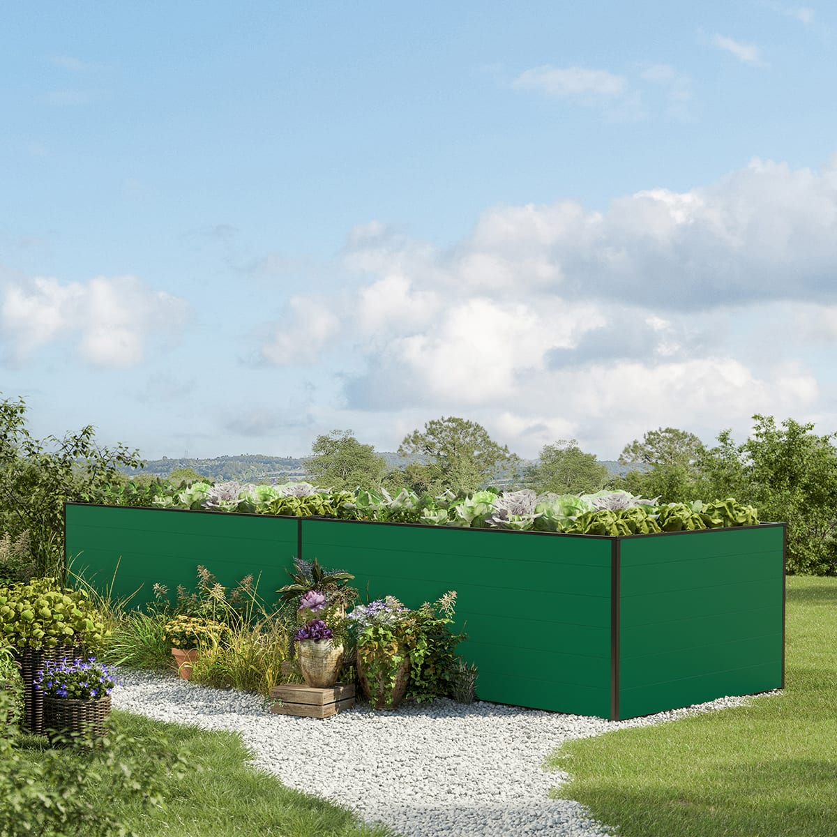 0.99x3.87x0.77 m Raised garden bed green Aluminium raised flower beds