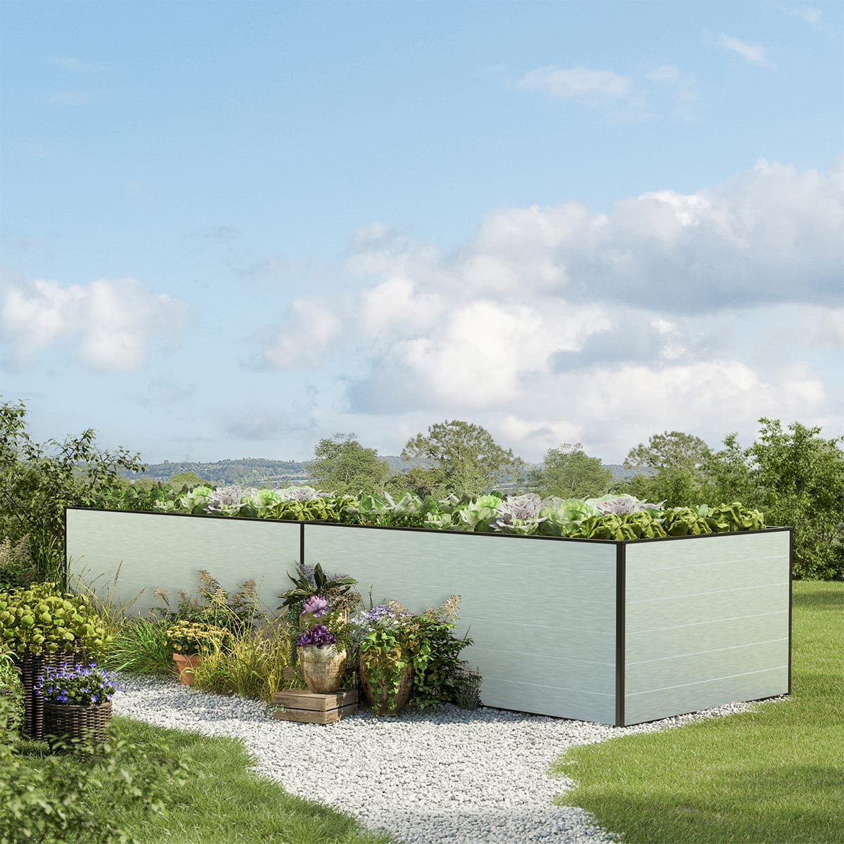 1,19x3,87x0,77 m Hochbeet Aluminium Frühbeet