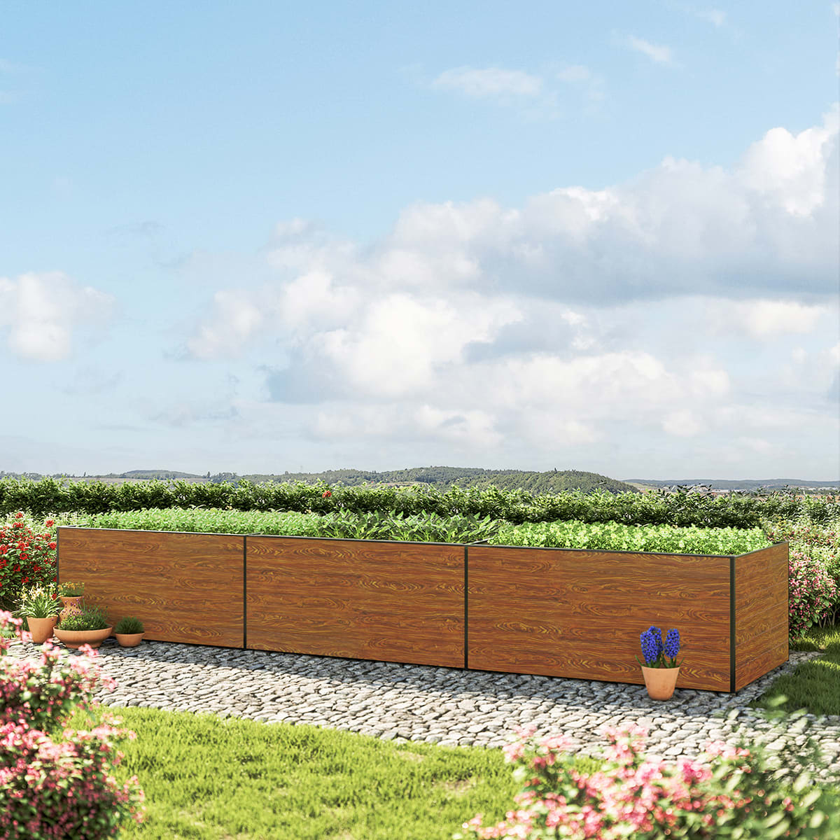 1,19x4,9x0,77 m Hochbeet holzoptik Aluminium Frühbeet