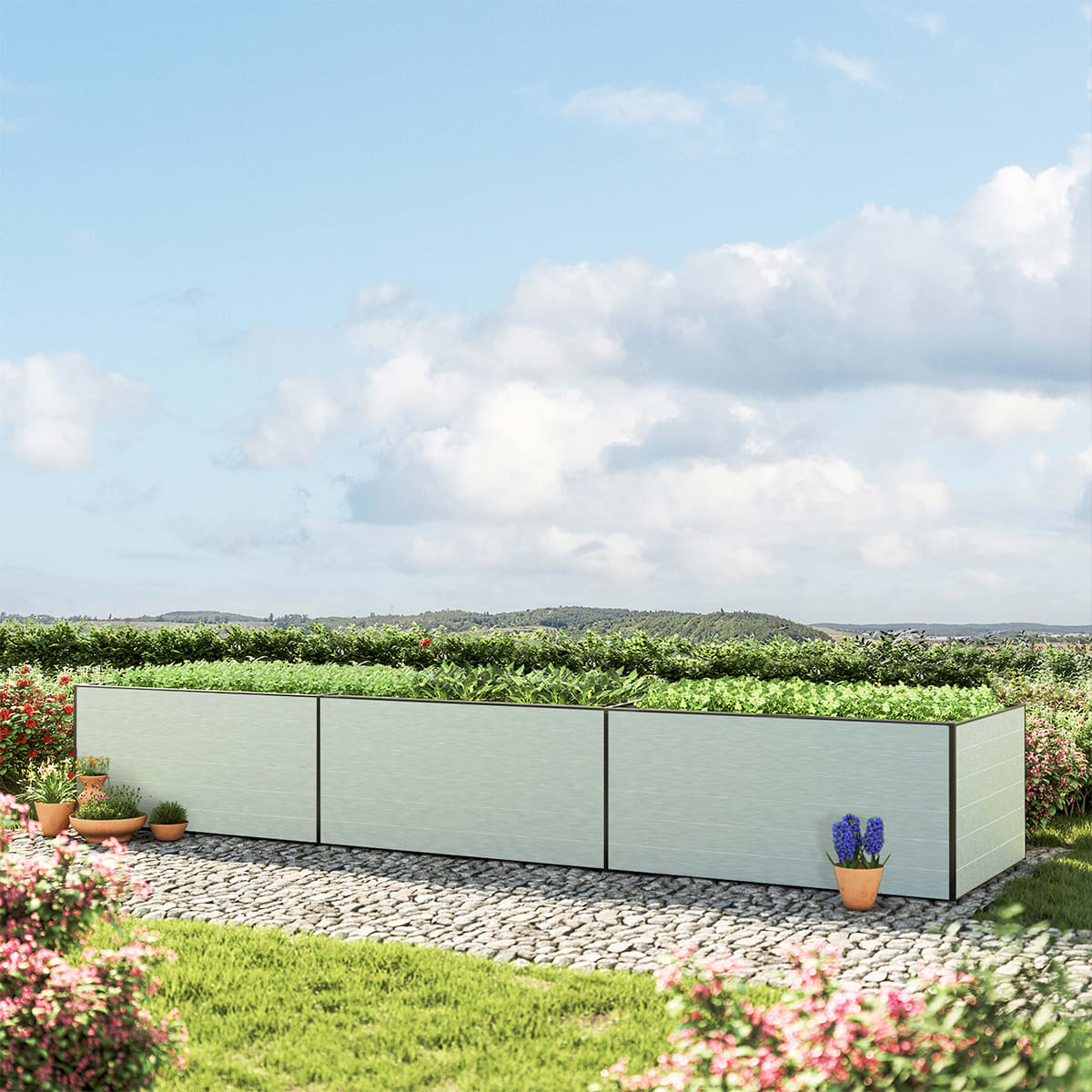 1,5x4,9x0,77 m Carré potager aluminium naturel Aluminium Châssis de jardin