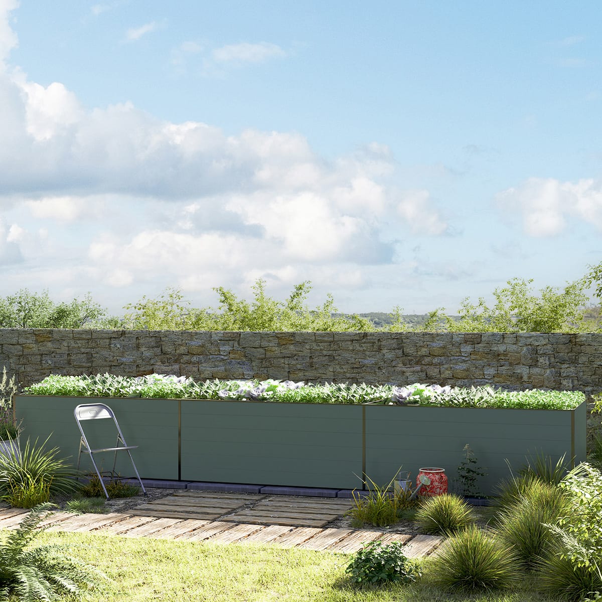 0.77x5.35x0.77 m Raised garden bed anthracite Aluminium raised flower beds