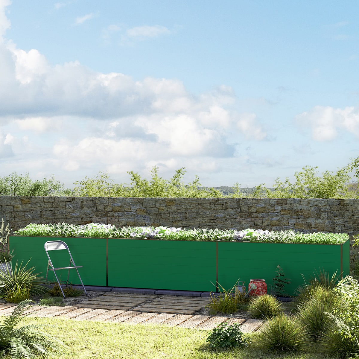 0.99x5.35x0.77 m Raised garden bed green Aluminium raised flower beds