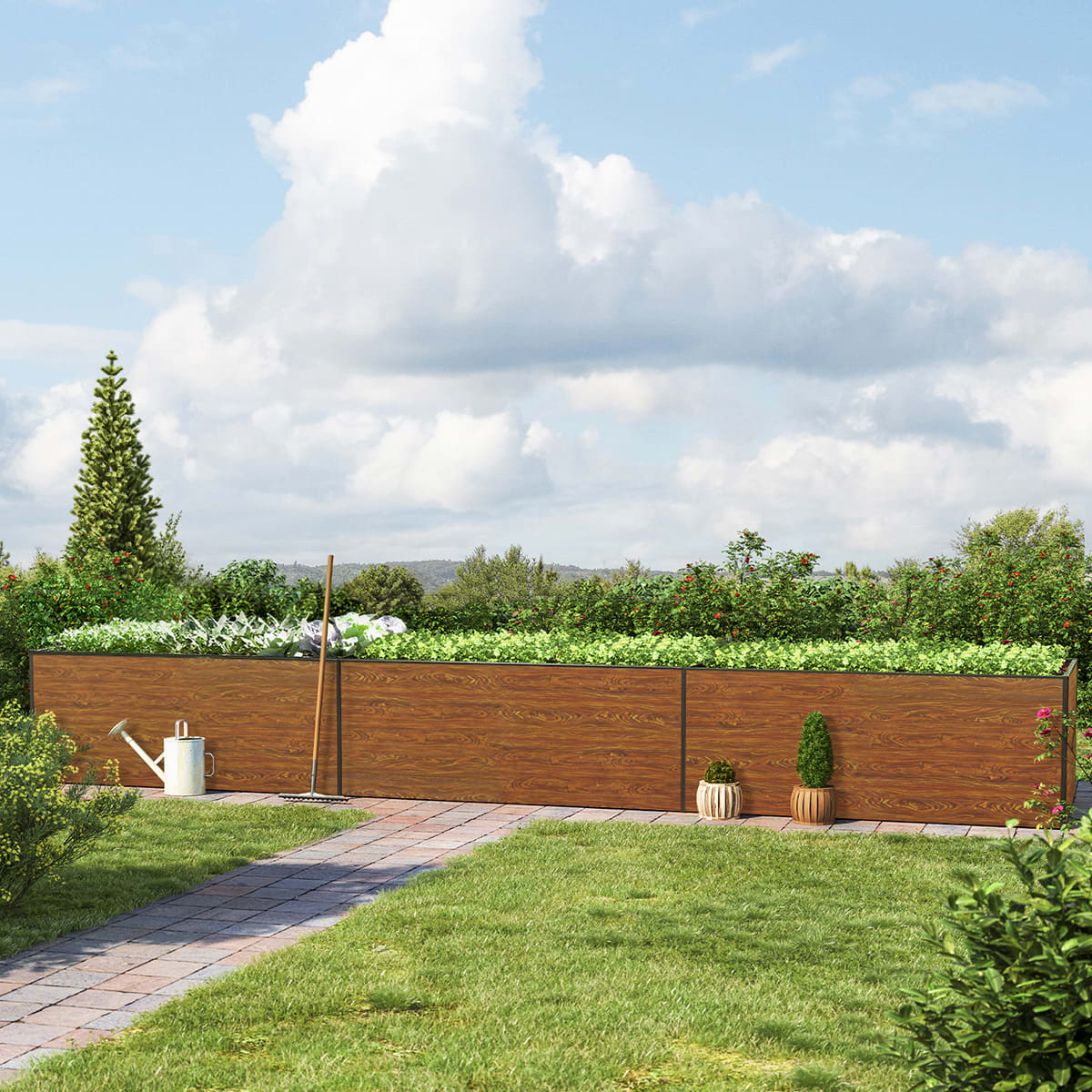 1,19x5,79x0,77 m Hochbeet holzoptik Aluminium Frühbeet