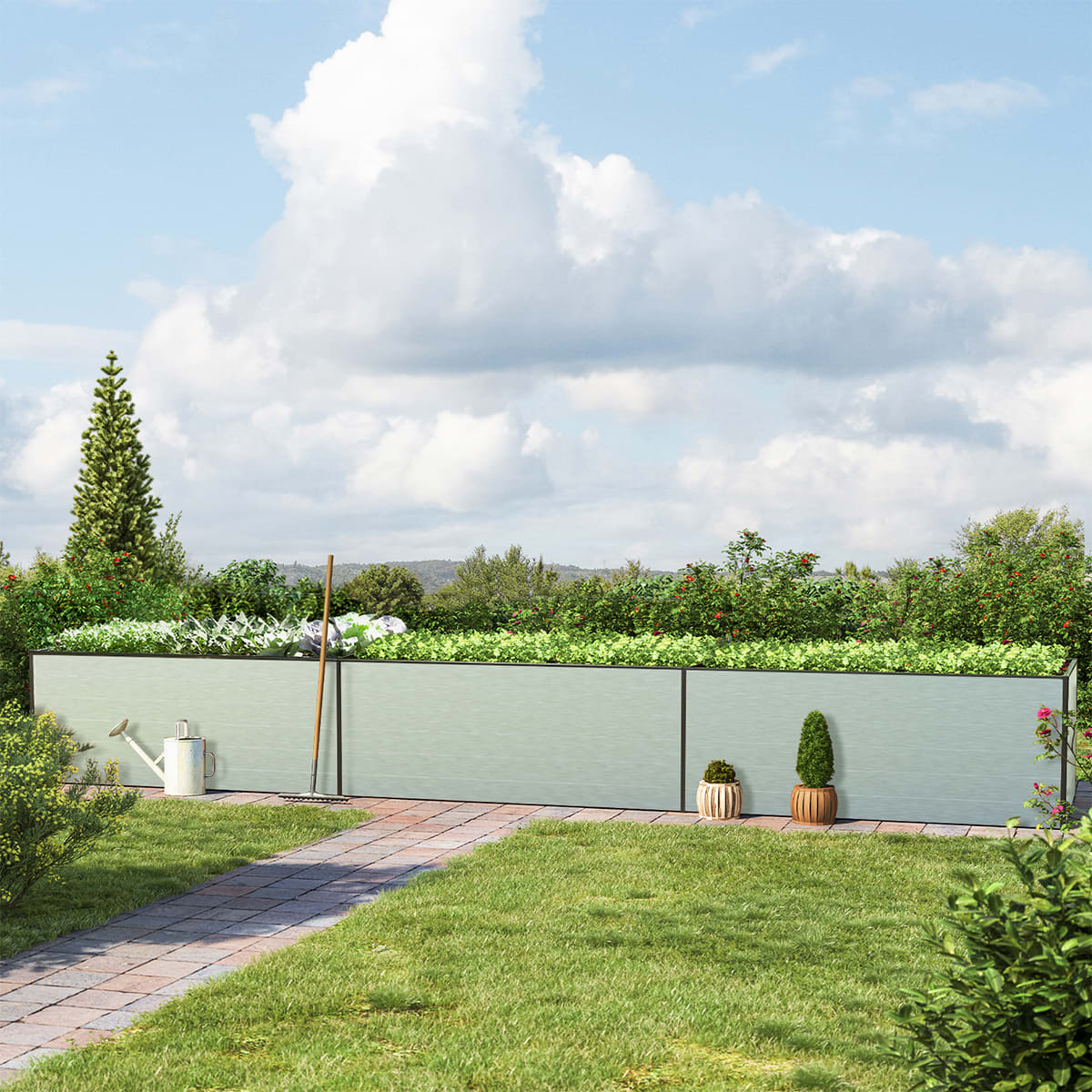 1.19x5.79x0.77 m Raised garden bed aluminium raised flower beds