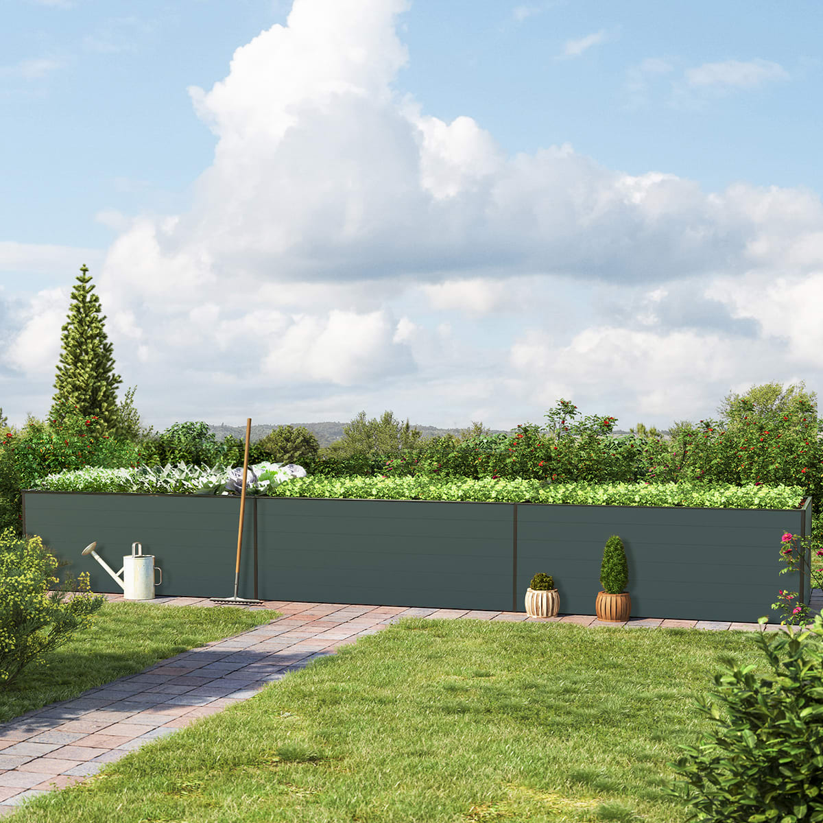 1,5x5,79x0,77 m Hochbeet anthrazit Aluminium Frühbeet