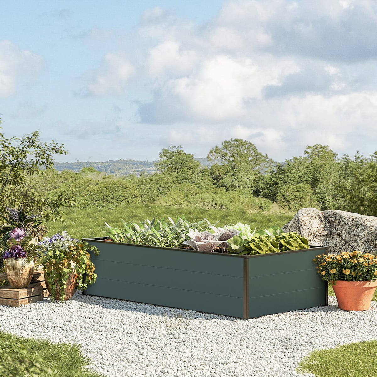 0,77x1,5x0,39 m Hochbeet anthrazit Aluminium Frühbeet