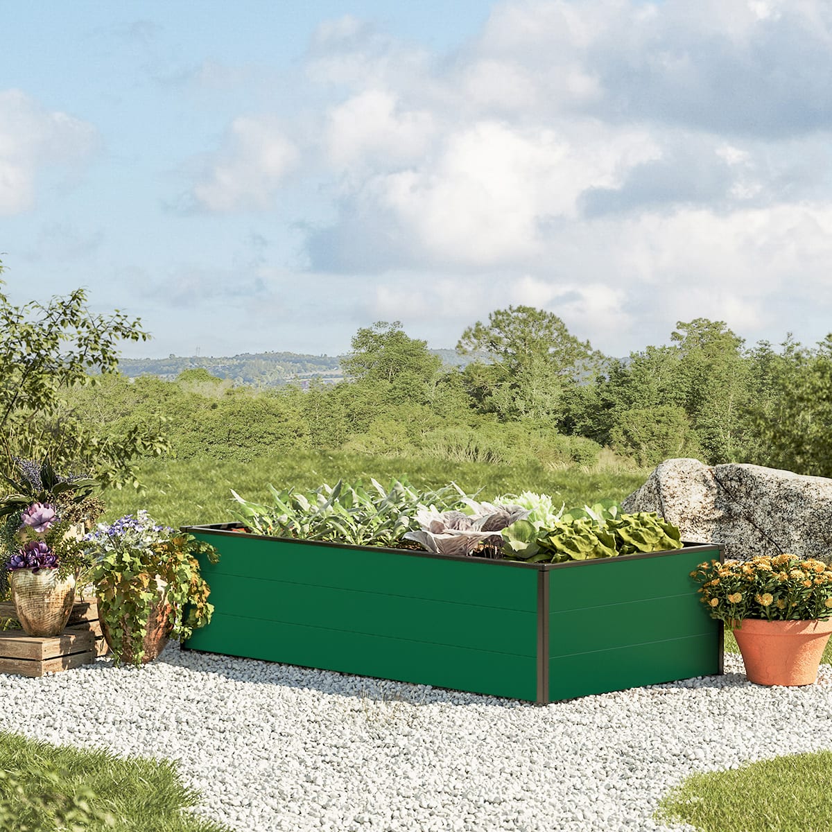0,77x1,5x0,39 m Hochbeet grün Aluminium Frühbeet