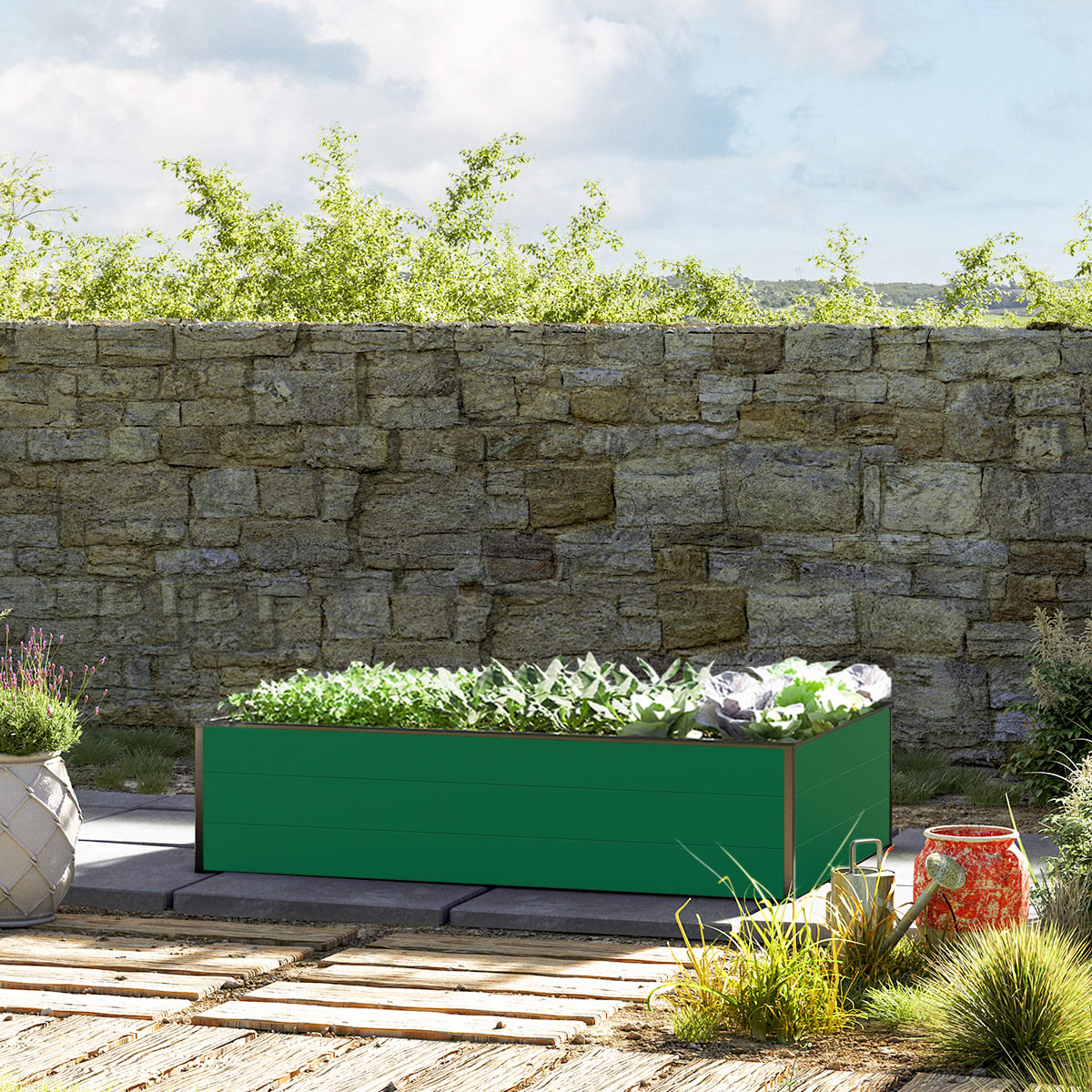 0,99x1,5x0,39 mm Moestuinbak groen Aluminium Moestuinbak, Koude bak, Verhoogd bed
