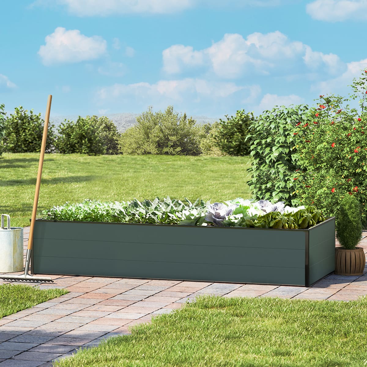 0,77x1,95x0,39 m Carré potager anthracite Aluminium Châssis de jardin