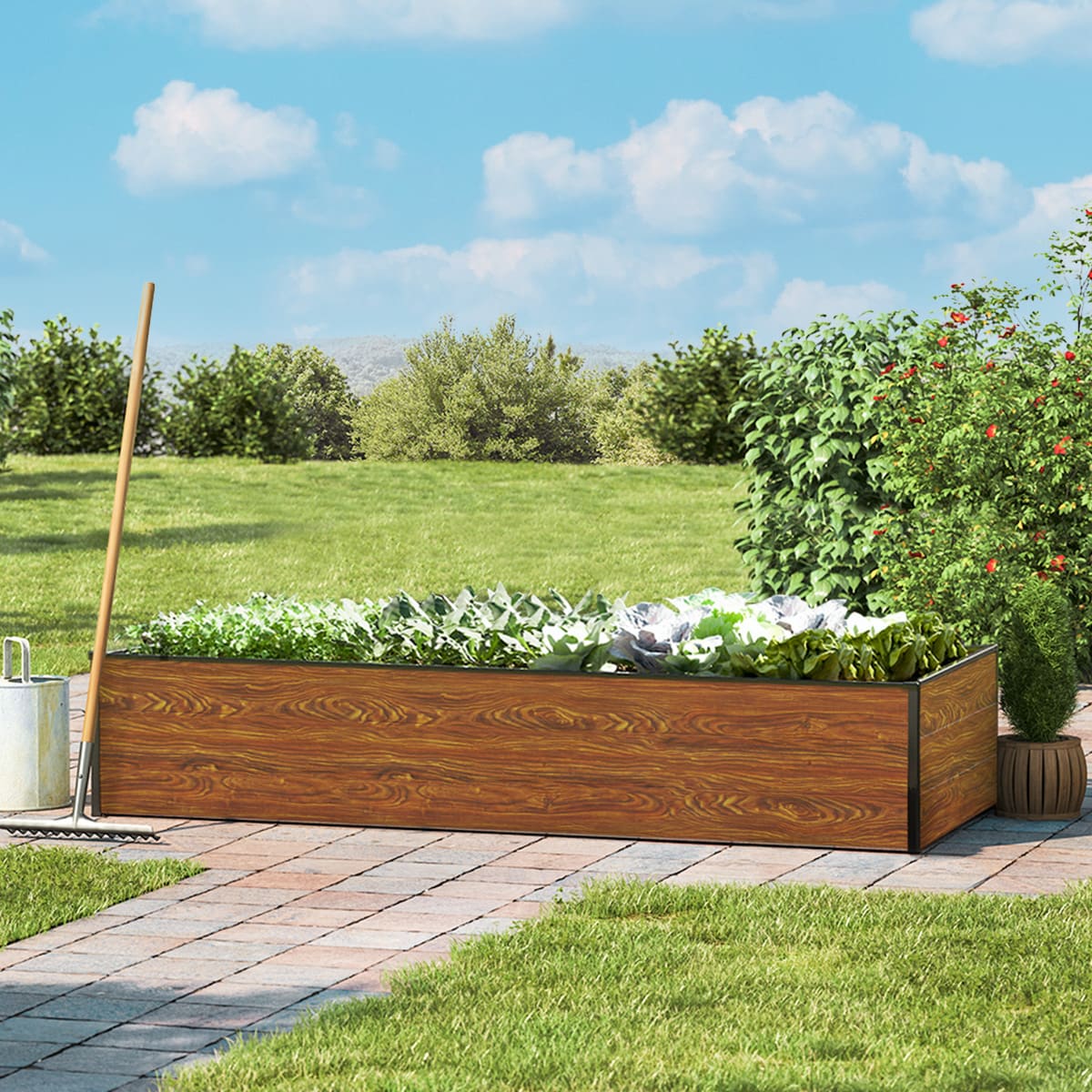 0,77x1,95x0,39 m Carré potager aspect bois Aluminium Châssis de jardin