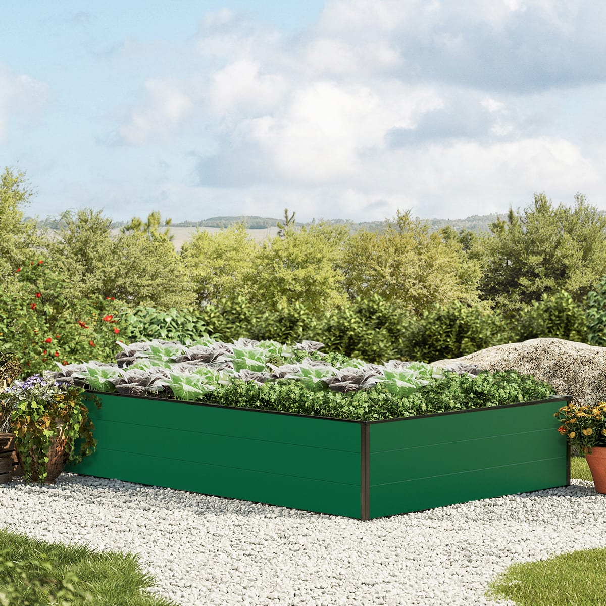 1,19x1,95x0,39 m Hochbeet grün Aluminium Frühbeet