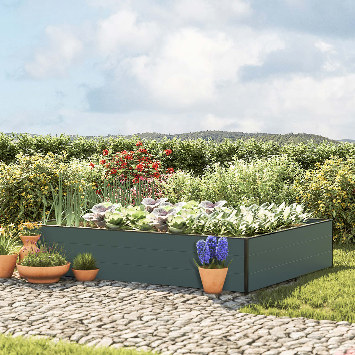 1,5x1,95x0,39 mm Moestuinbak antraciet Aluminium Moestuinbak, Koude bak, Verhoogd bed