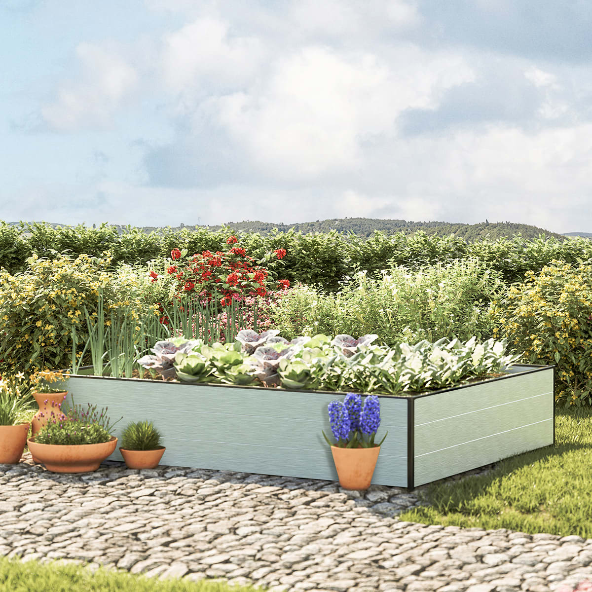 1.5x1.95x0.39 m Raised garden bed aluminium raised flower beds