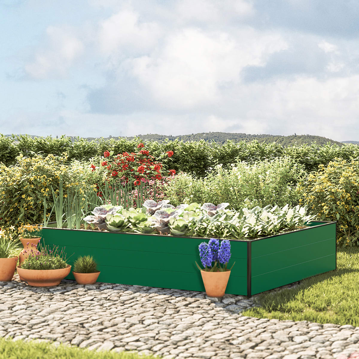 1,5x1,95x0,39 mm Moestuinbak groen Aluminium Moestuinbak, Koude bak, Verhoogd bed