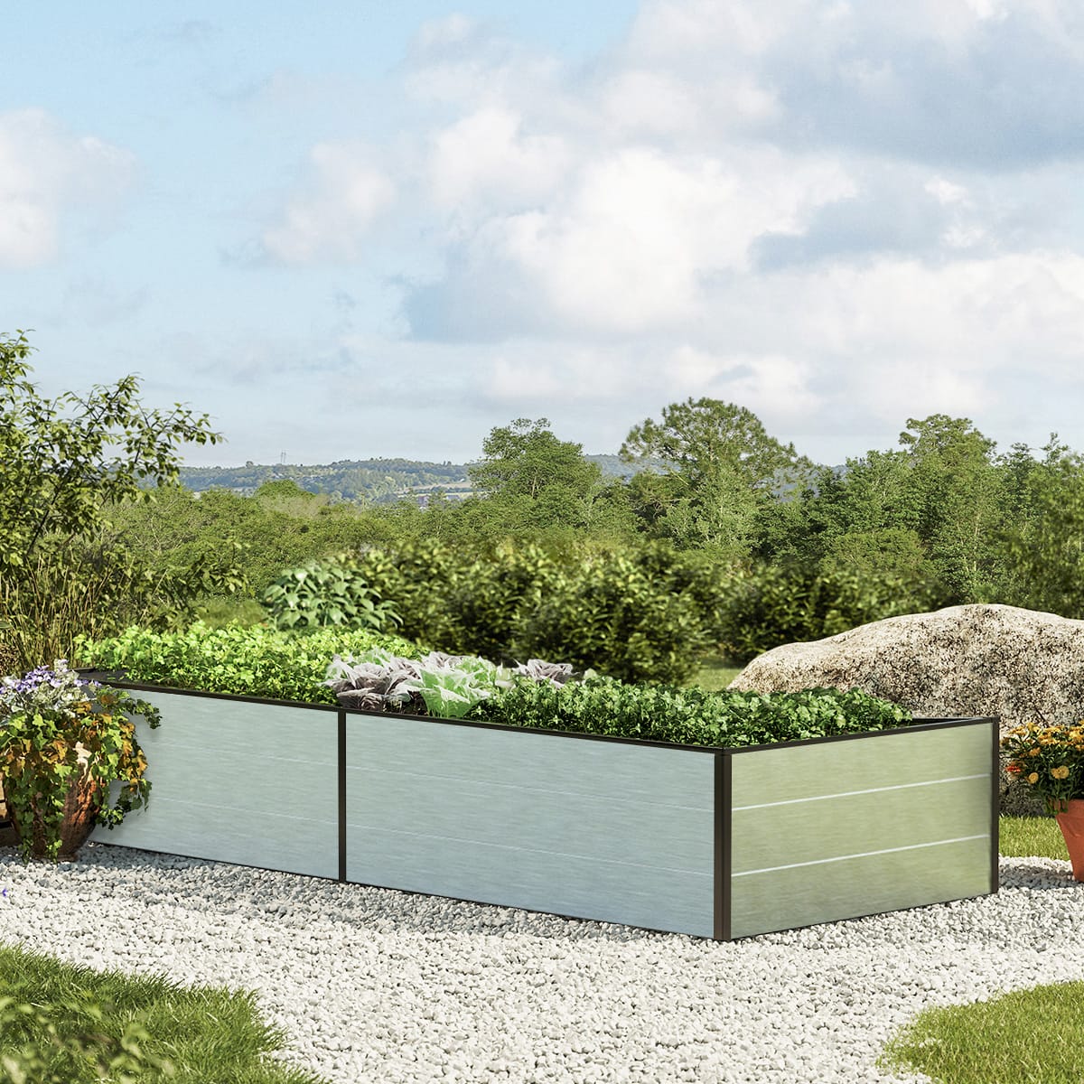 0,99x2,35x0,39 mm Moestuinbak Aluminium natuur Aluminium Moestuinbak, Koude bak, Verhoogd bed