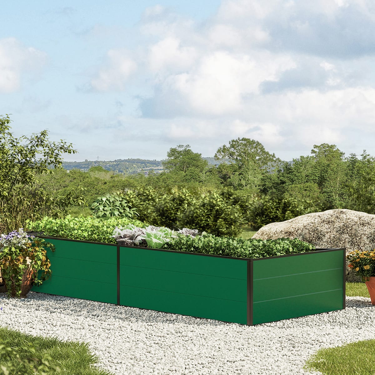 0,99x2,35x0,39 m Hochbeet grün Aluminium Frühbeet