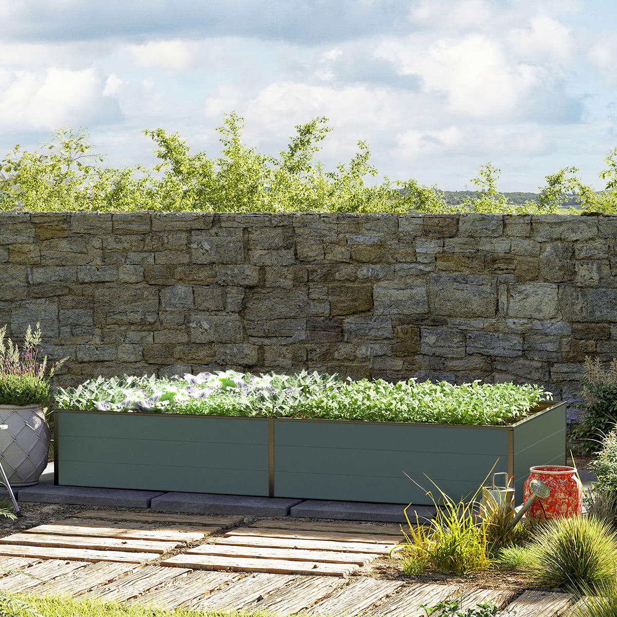 1,19x2,35x0,39 mm Moestuinbak antraciet Aluminium Moestuinbak, Koude bak, Verhoogd bed