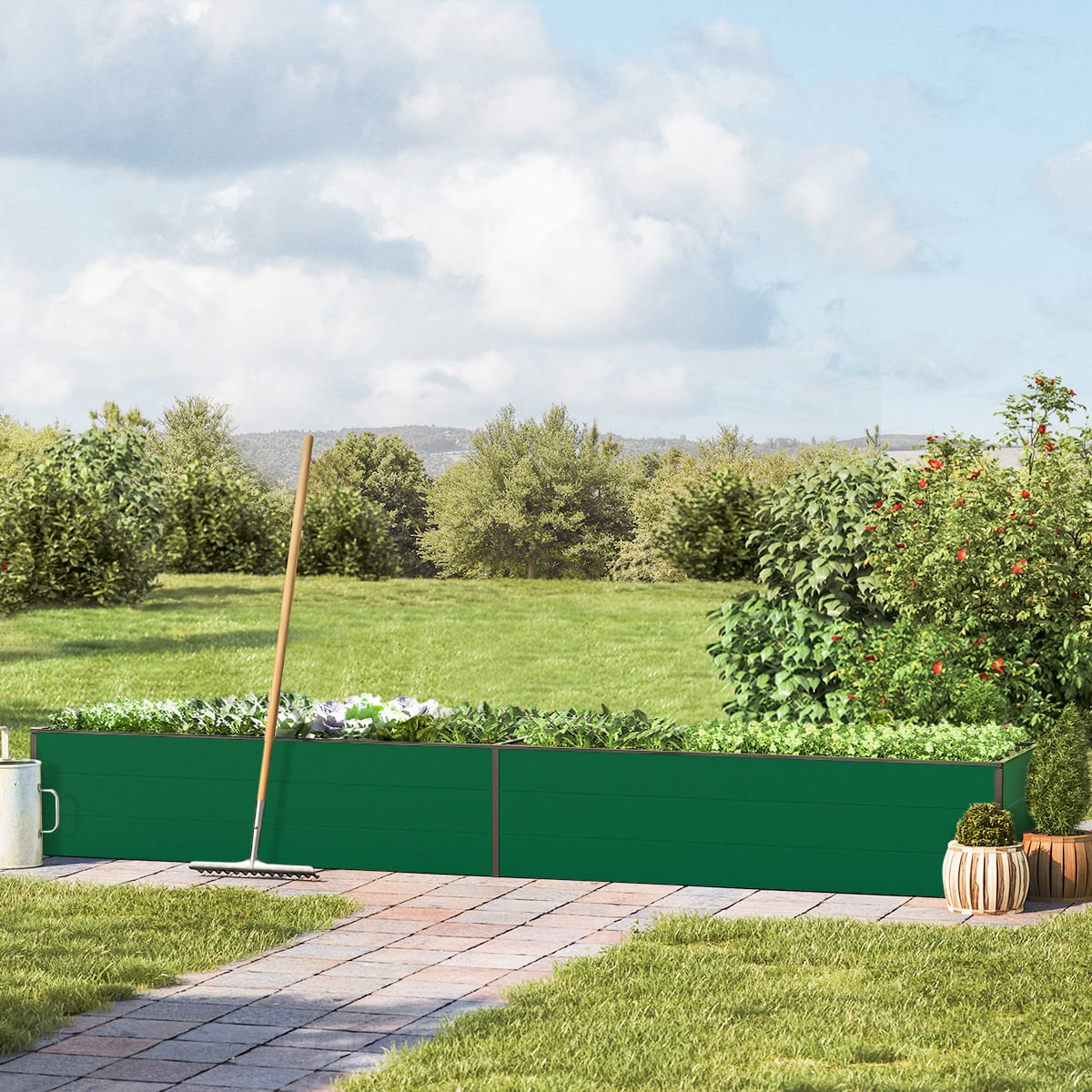 0,99x2,97x0,39 m Hochbeet grün Aluminium Frühbeet