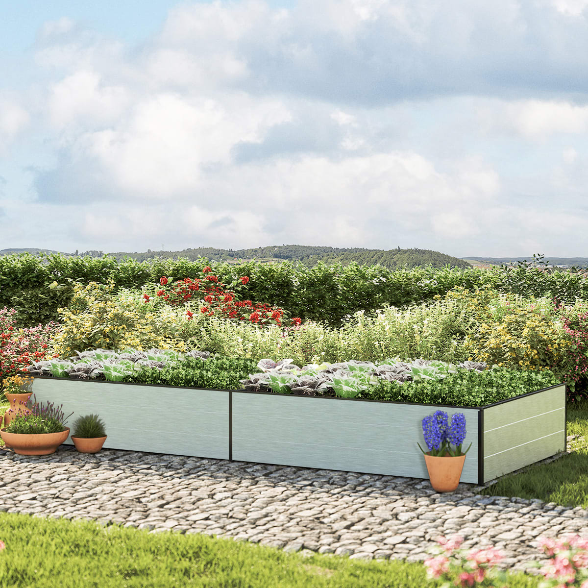 1,19x2,97x0,39 mm Moestuinbak Aluminium natuur Aluminium Moestuinbak, Koude bak, Verhoogd bed