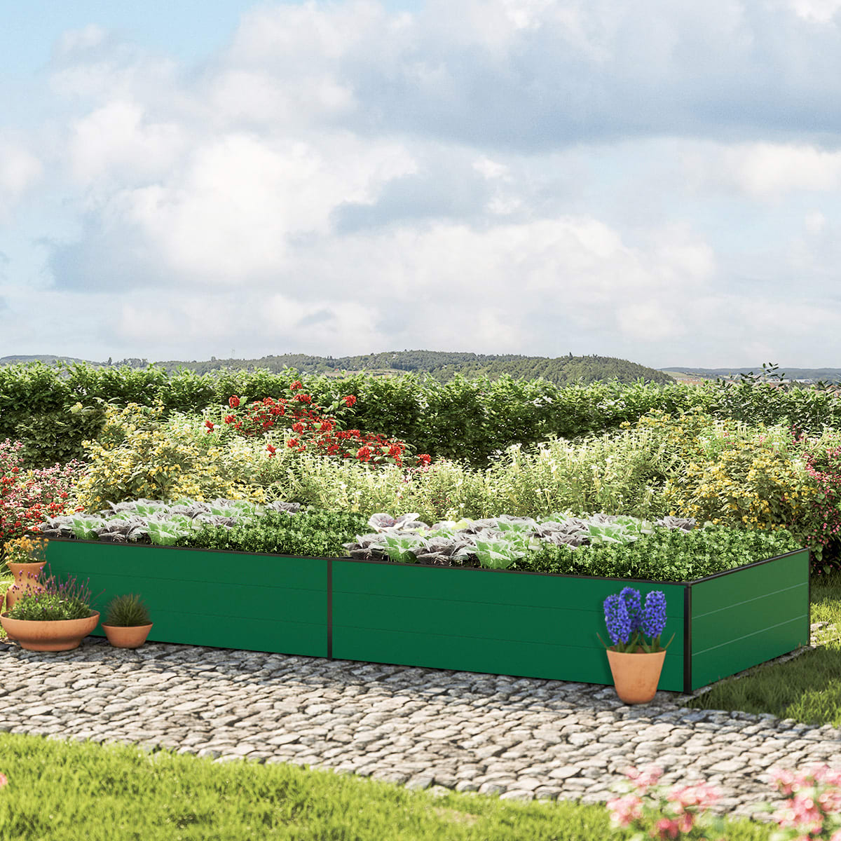 1,19x2,97x0,39 mm Moestuinbak groen Aluminium Moestuinbak, Koude bak, Verhoogd bed
