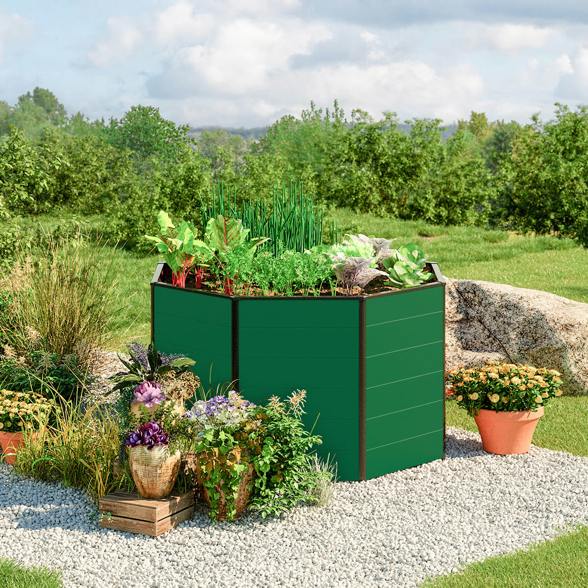 1.8x1.8x0.77 m Raised garden bed green Aluminium raised flower beds