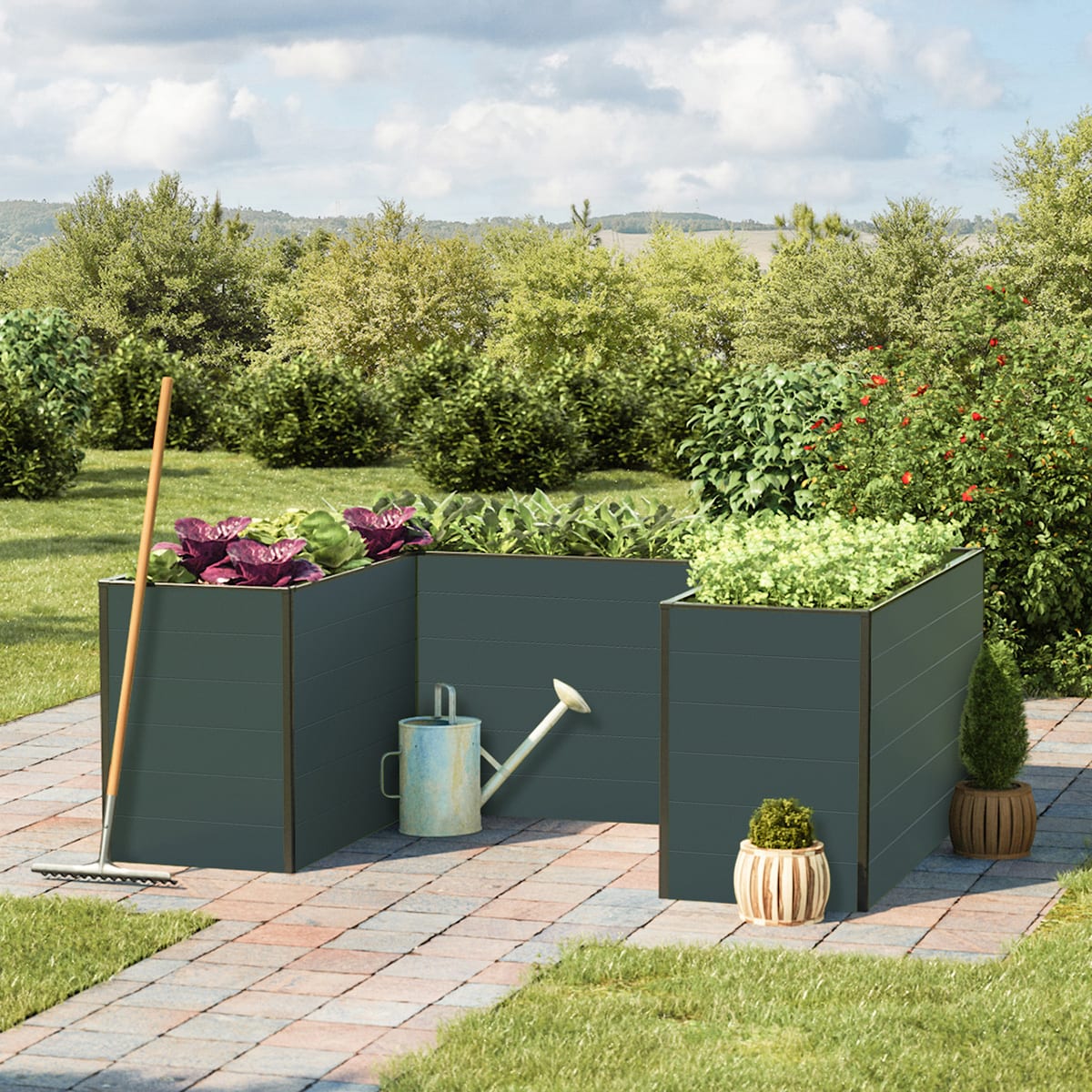 1.5x1.95x0.77 m Raised garden bed anthracite Aluminium raised flower beds