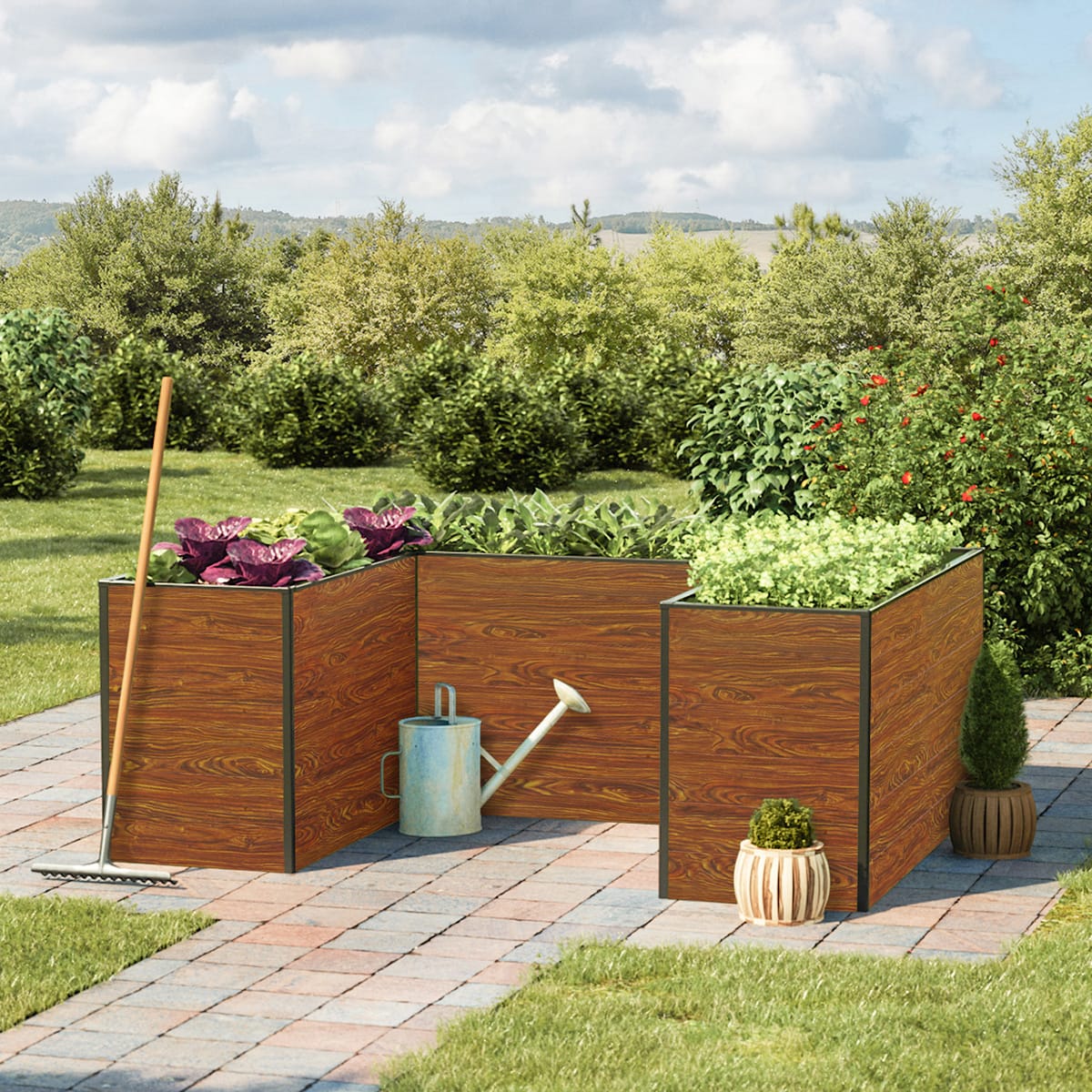 1,5x1,95x0,77 mm Moestuinbak laklaag met houtoptiek Aluminium Moestuinbak, Koude bak, Verhoogd bed