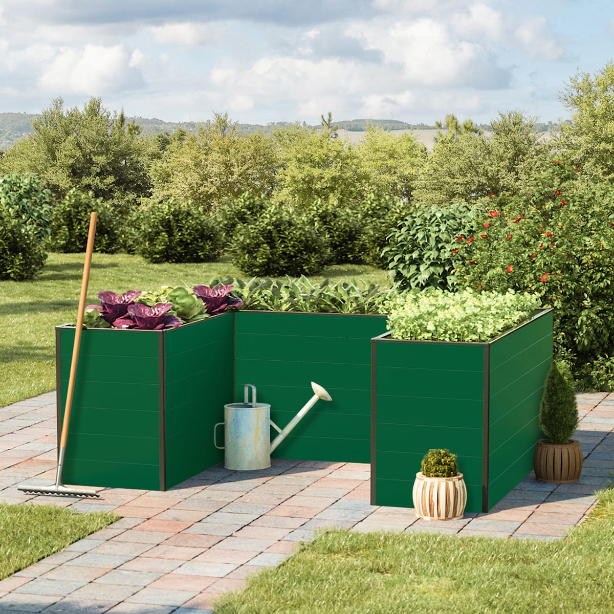 1.5x1.95x0.77 m Raised garden bed green Aluminium raised flower beds