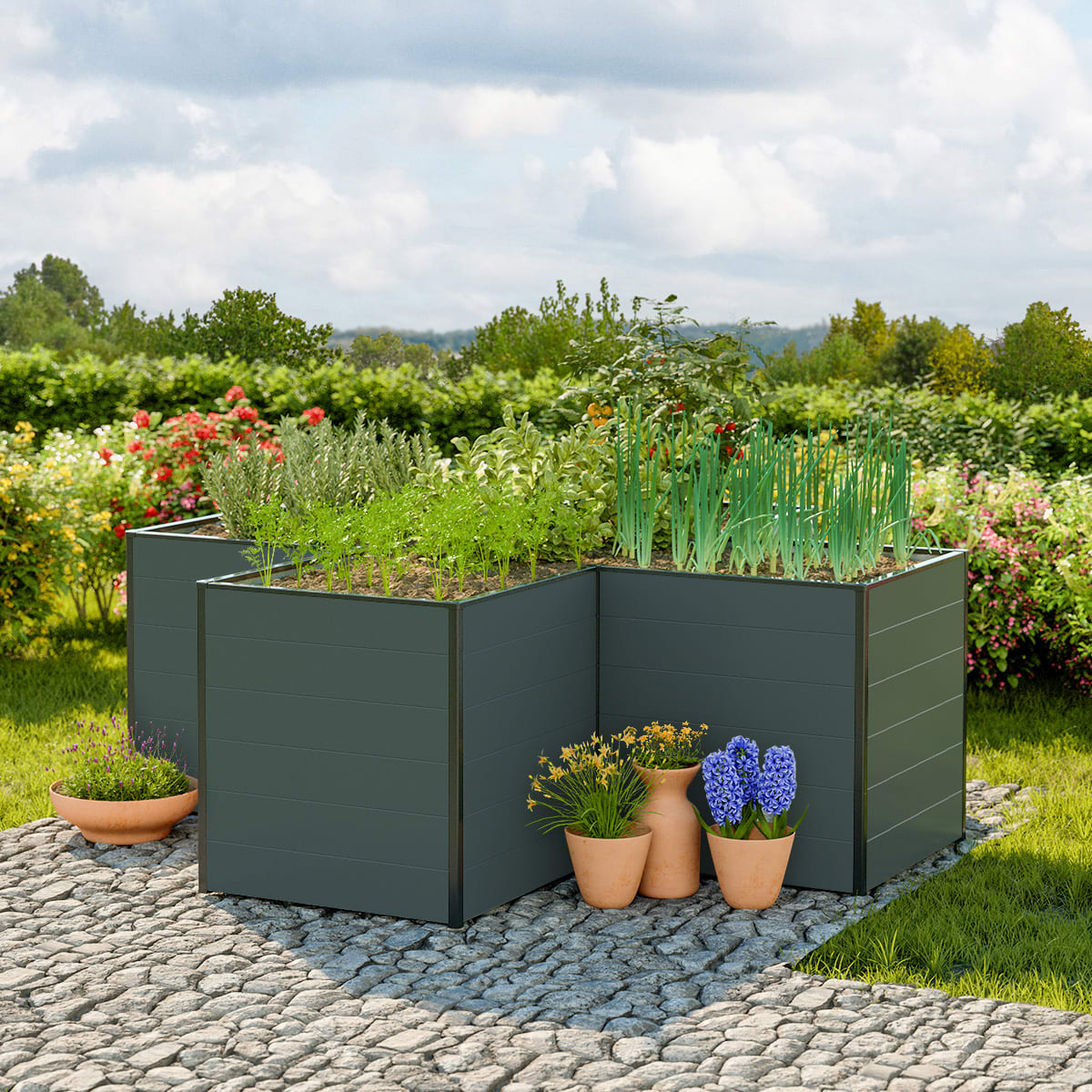 2,69x2,69x0,77 mm Moestuinbak antraciet Aluminium Moestuinbak, Koude bak, Verhoogd bed