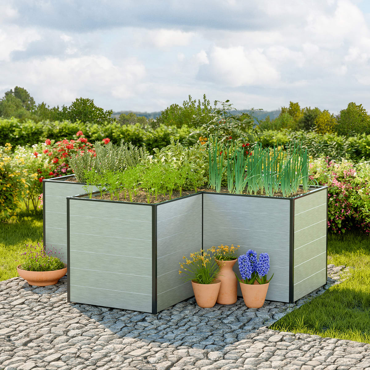 2,69x2,69x0,77 mm Moestuinbak Aluminium natuur Aluminium Moestuinbak, Koude bak, Verhoogd bed