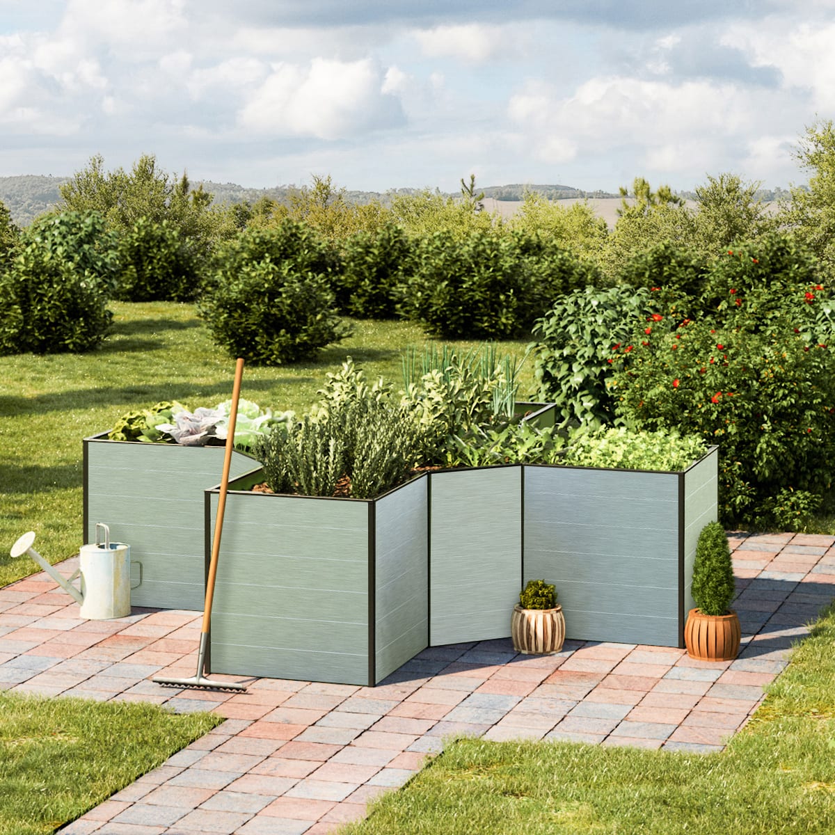 2,9x2,9x0,77 m Hochbeet Aluminium Frühbeet