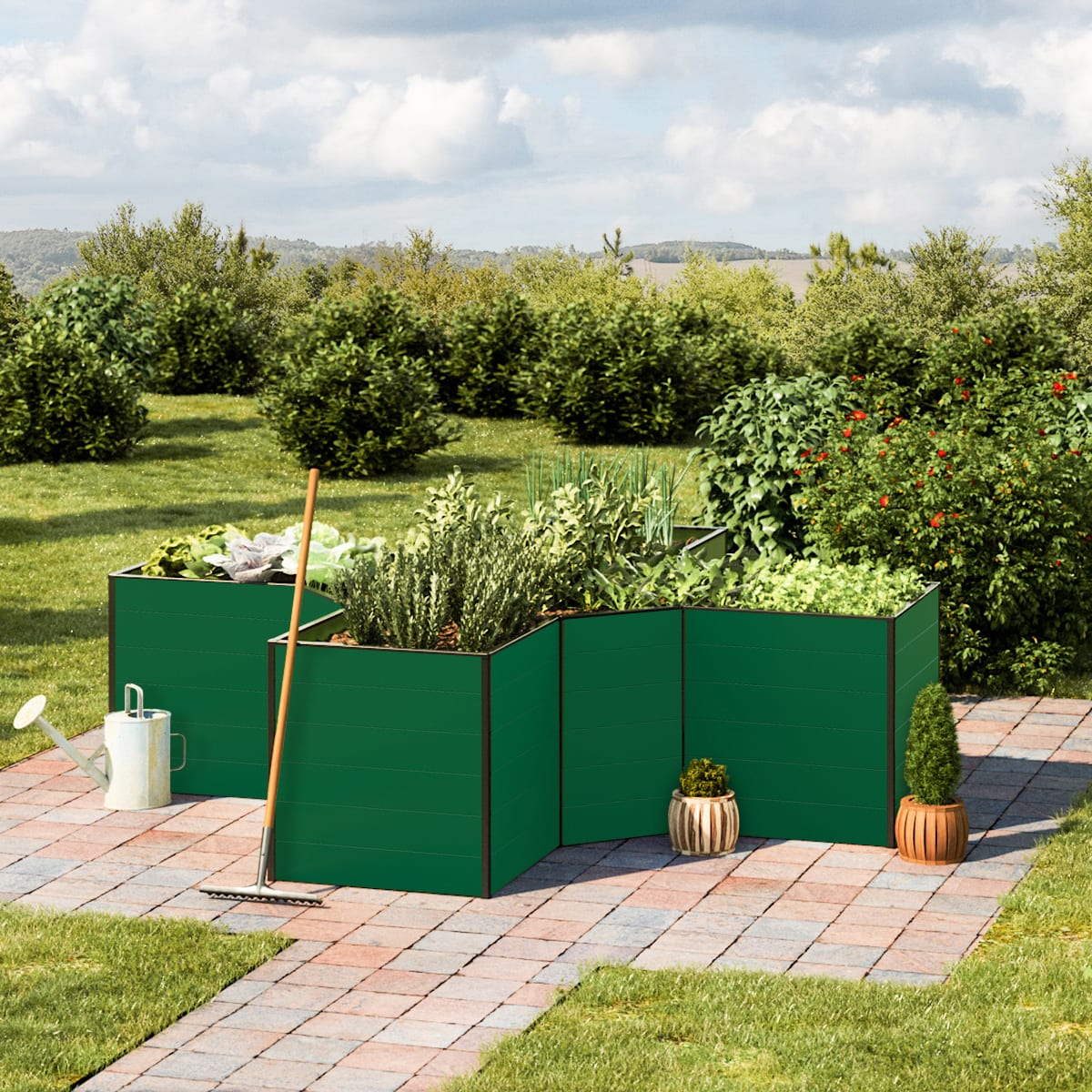 2,9x2,9x0,77 m Hochbeet grün Aluminium Frühbeet