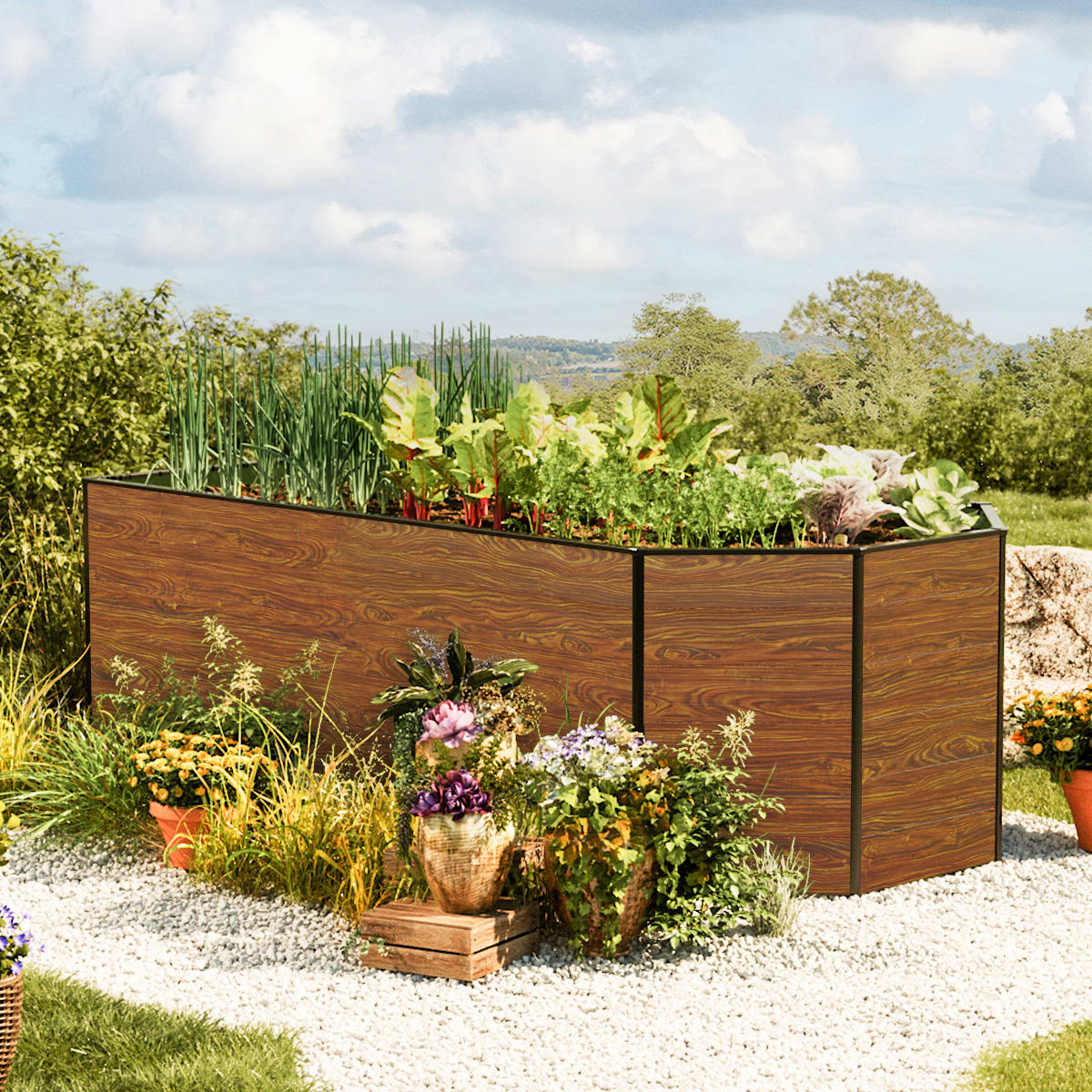1,19x1,84x0,77 mm Moestuinbak laklaag met houtoptiek Aluminium Moestuinbak, Koude bak, Verhoogd bed