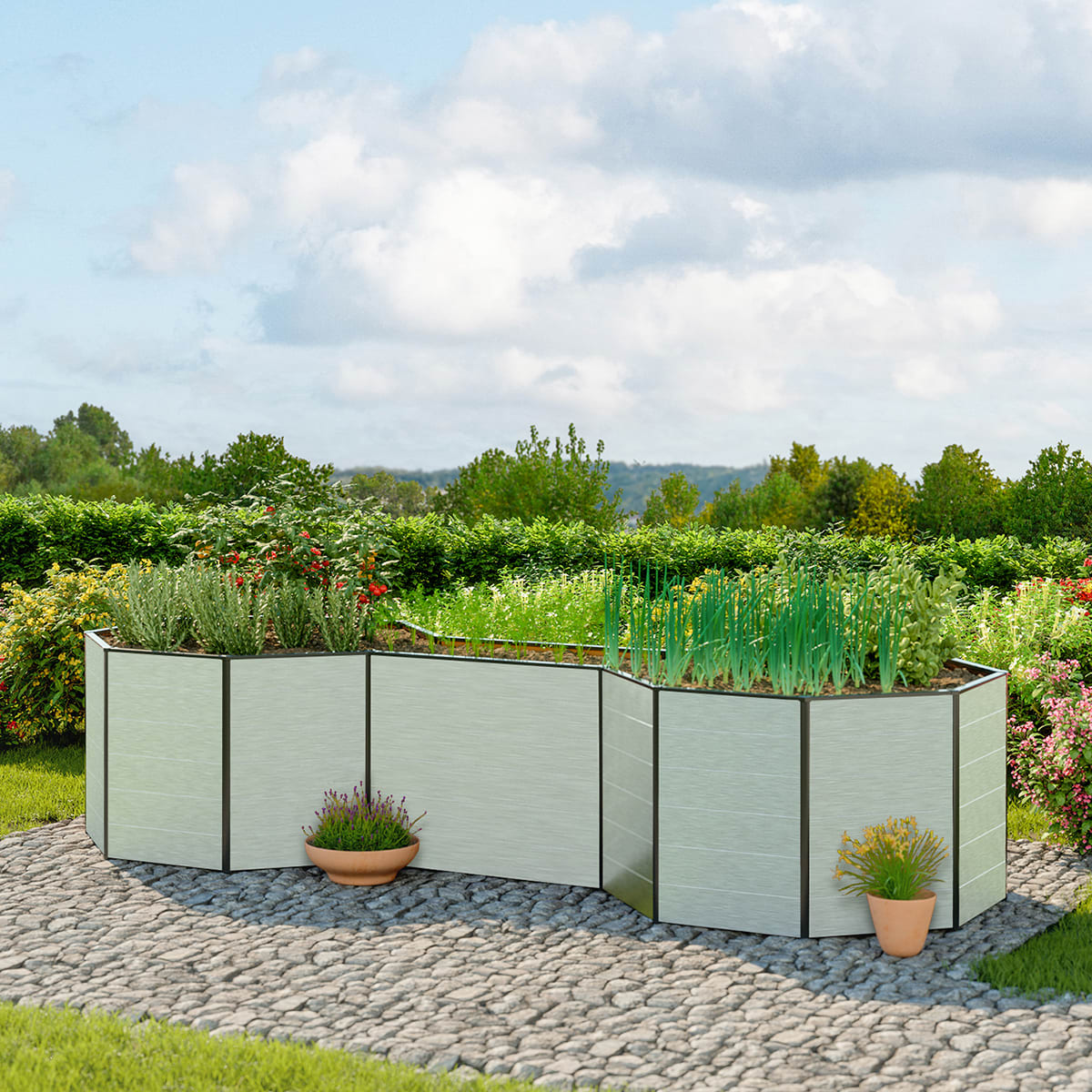 1,31x3,31x0,77 mm Moestuinbak Aluminium natuur Aluminium Moestuinbak, Koude bak, Verhoogd bed