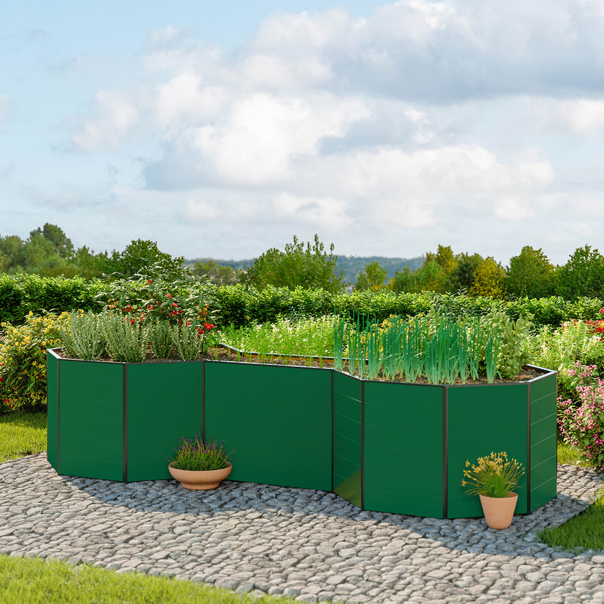 1.31x3.31x0.77 m Raised garden bed green Aluminium raised flower beds