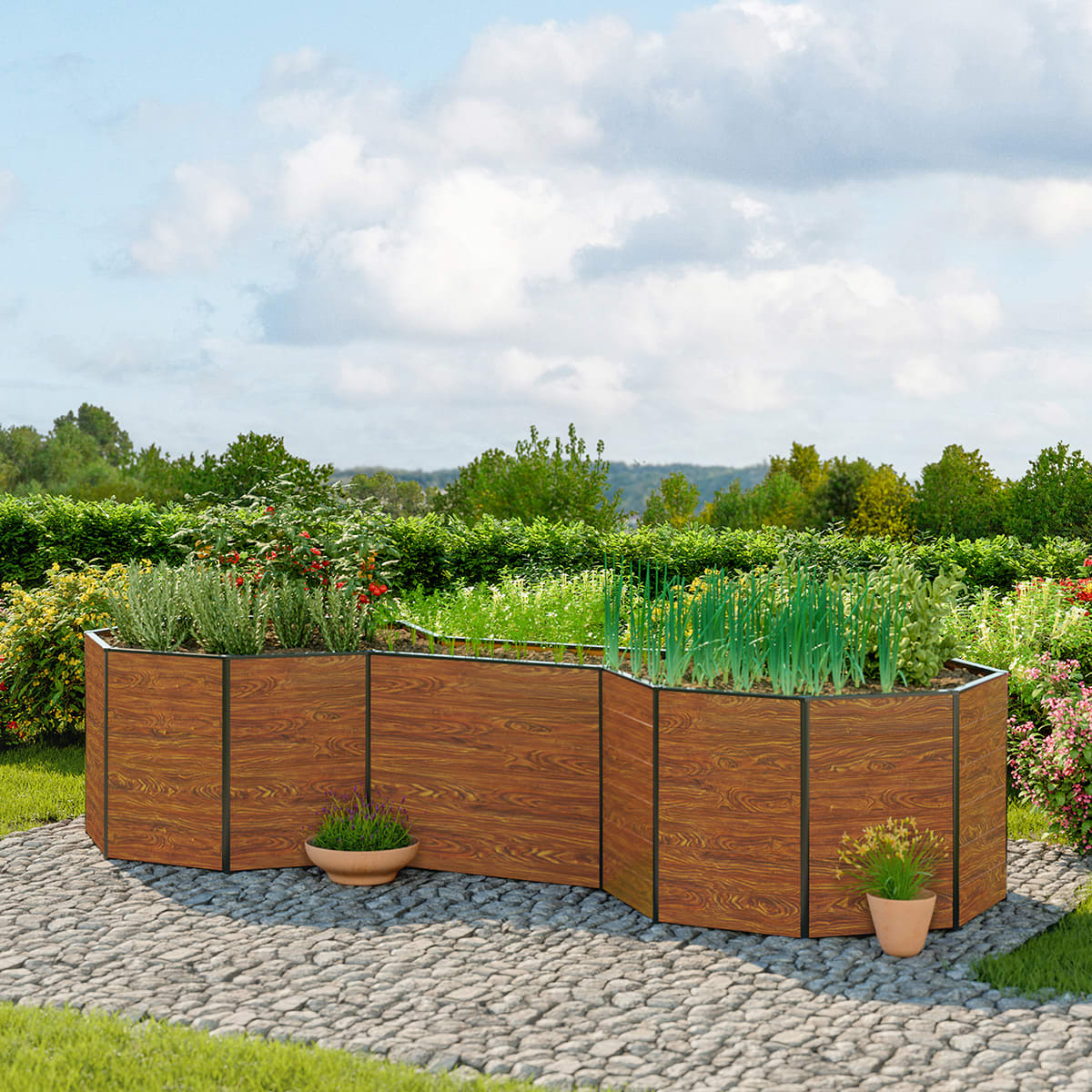 1,81x4,55x0,77 mm Moestuinbak laklaag met houtoptiek Aluminium Moestuinbak, Koude bak, Verhoogd bed