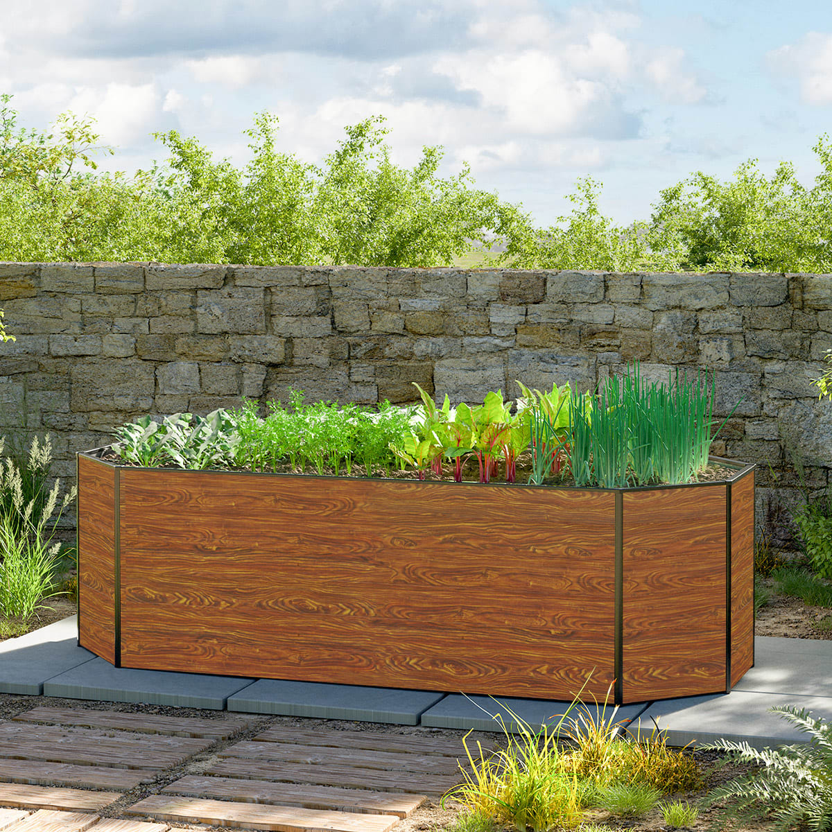 1,19x2,64x0,77 mm Moestuinbak laklaag met houtoptiek Aluminium Moestuinbak, Koude bak, Verhoogd bed